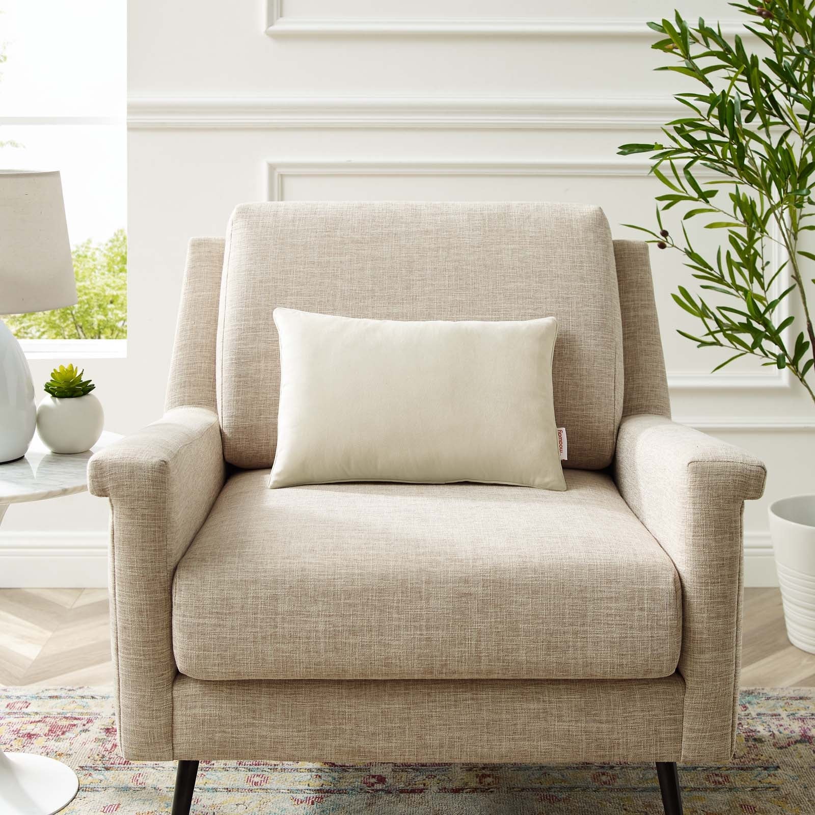 Enhance 18" Lumbar Performance Velvet Throw Pillow by Modway