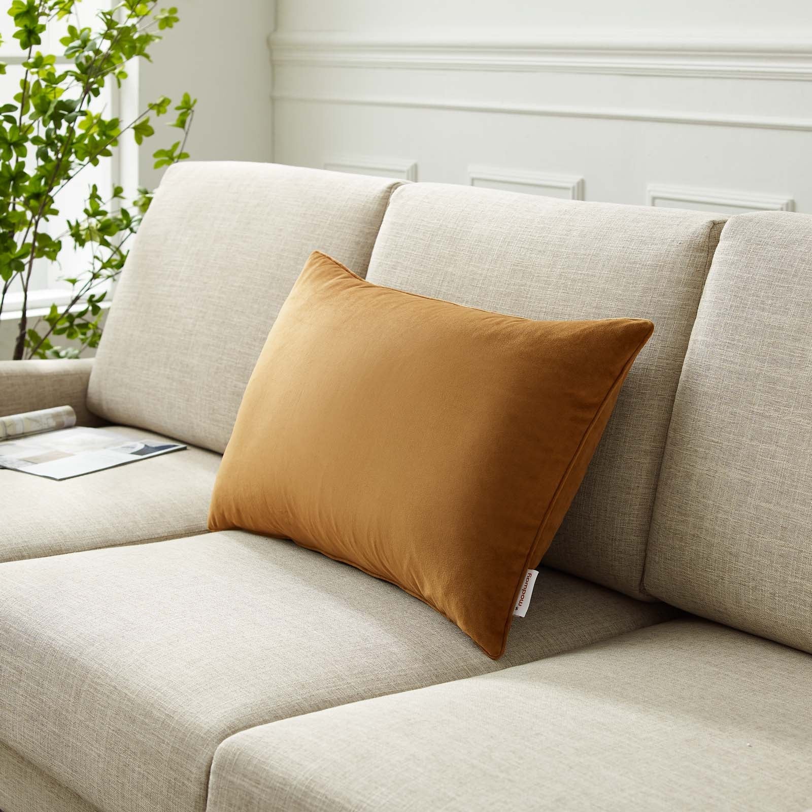 Enhance 24" Lumbar Performance Velvet Throw Pillow by Modway