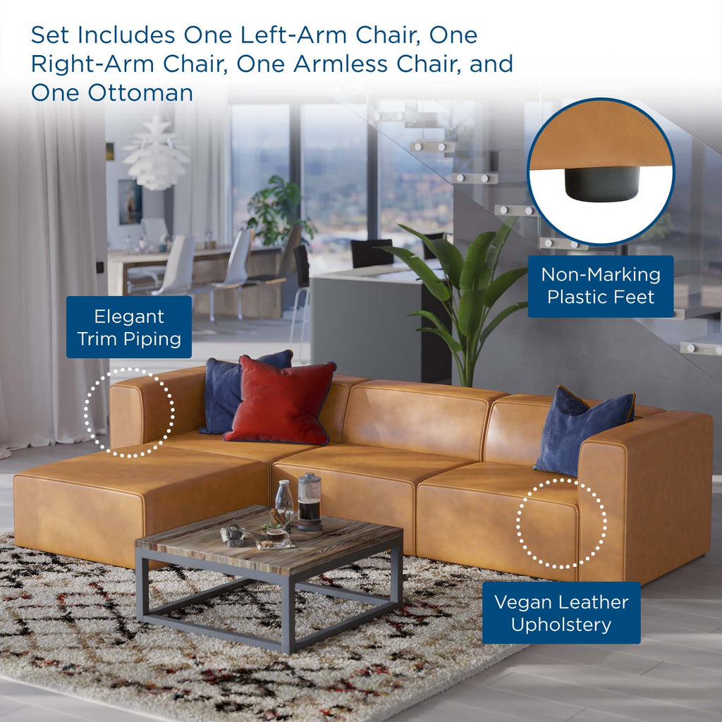 Mingle Vegan Leather Sofa and Ottoman Set by Modway
