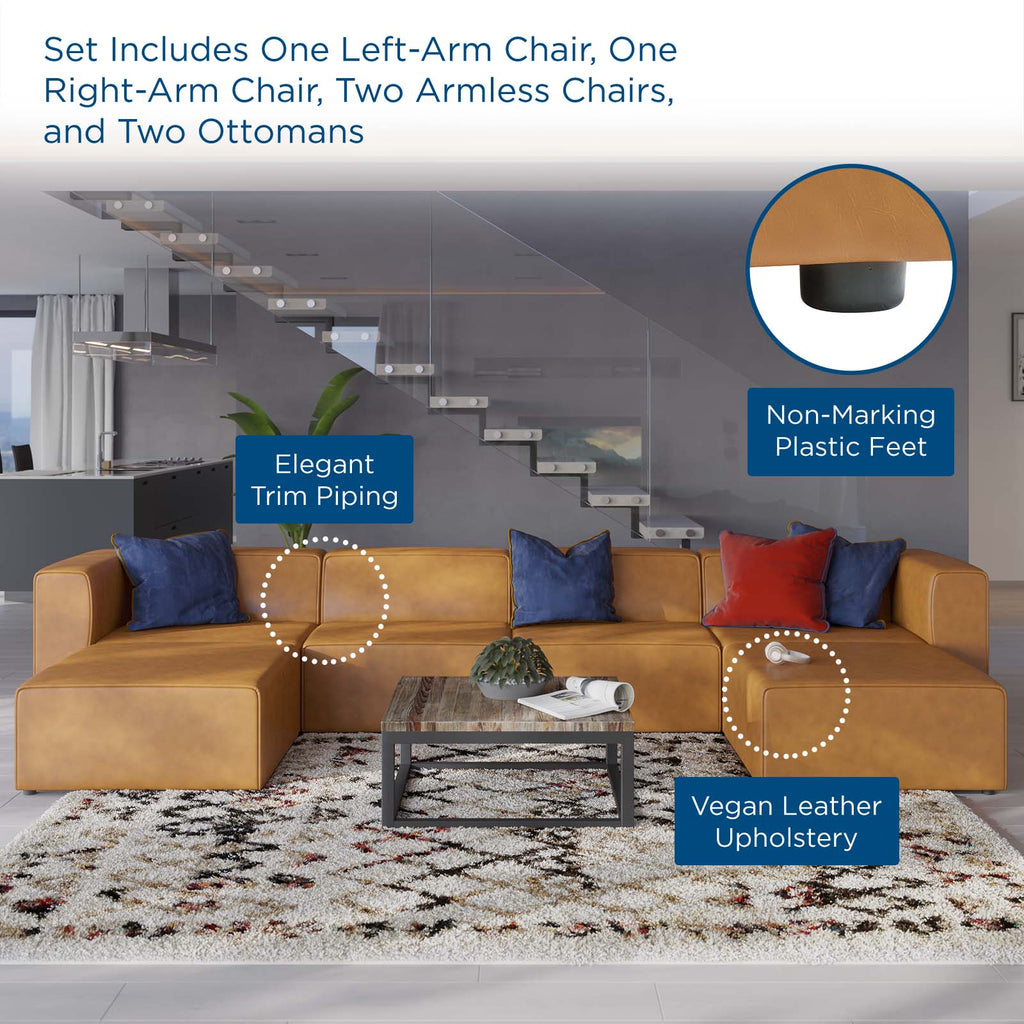 Mingle 4-Piece Vegan Leather Sofa and 2 Ottomans Set by Modway