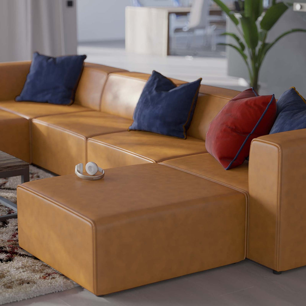 Mingle 4-Piece Vegan Leather Sofa and 2 Ottomans Set by Modway