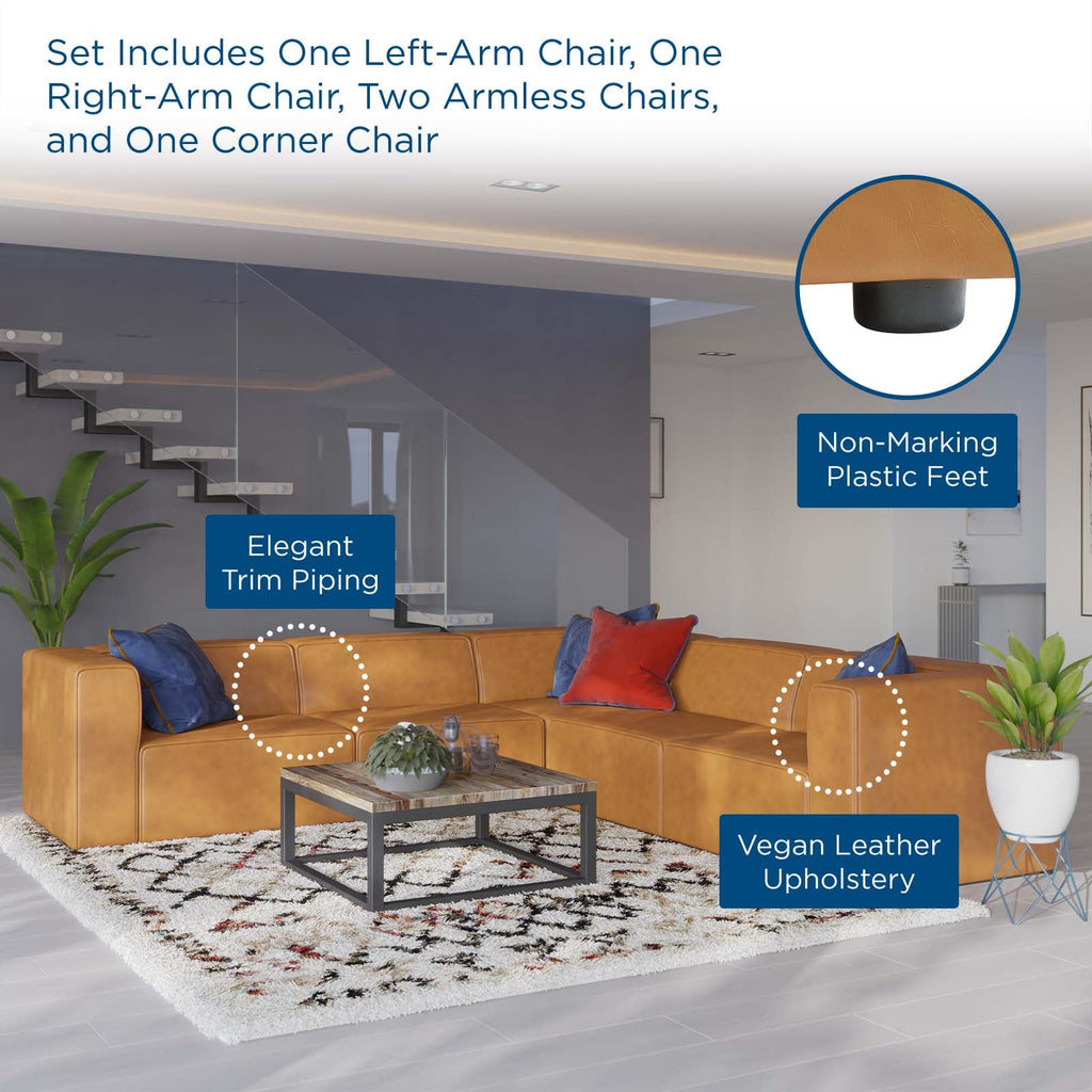 Mingle 5-Piece Vegan Leather Sectional Sofa by Modway