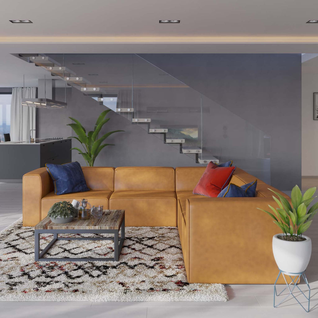 Mingle 5-Piece Vegan Leather Sectional Sofa by Modway