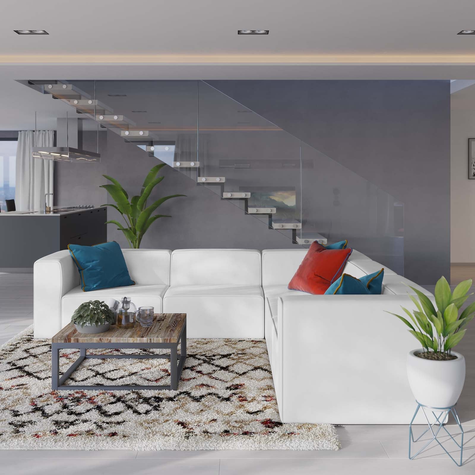 Mingle 5-Piece Vegan Leather Sectional Sofa by Modway