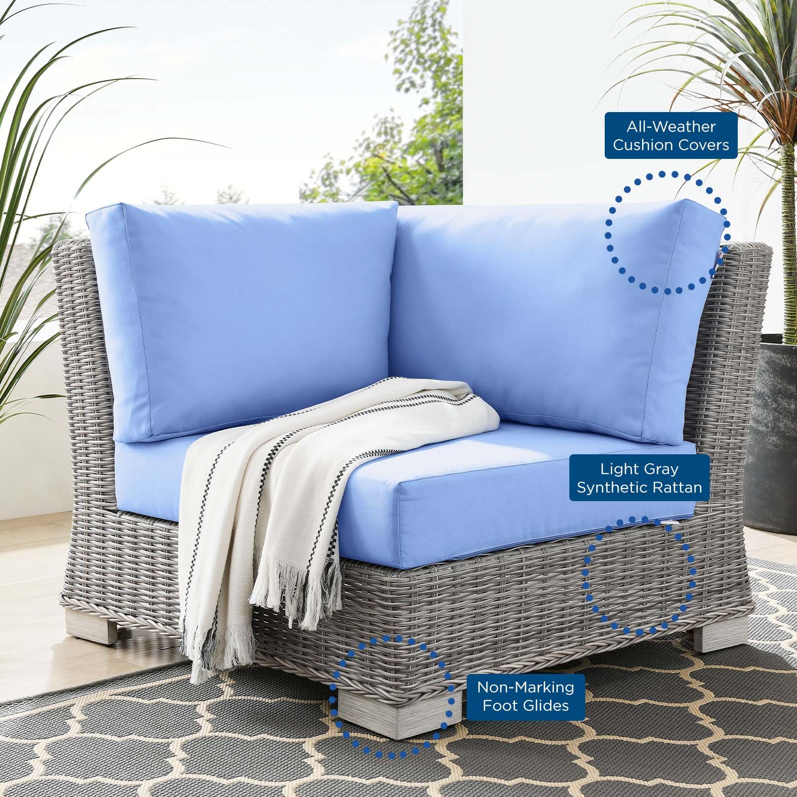 Conway Outdoor Patio Wicker Rattan Corner Chair by Modway