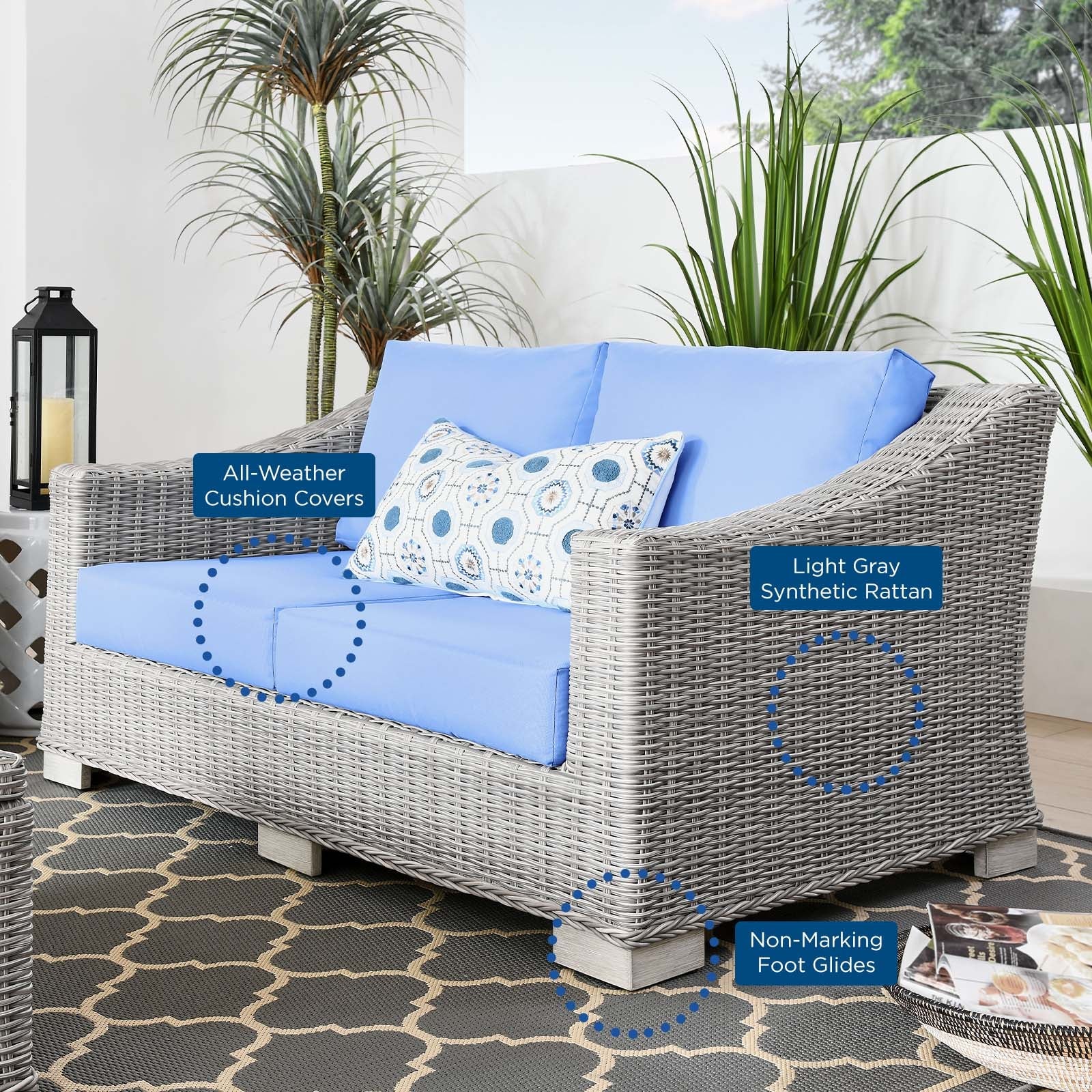 Conway Outdoor Patio Wicker Rattan Loveseat by Modway