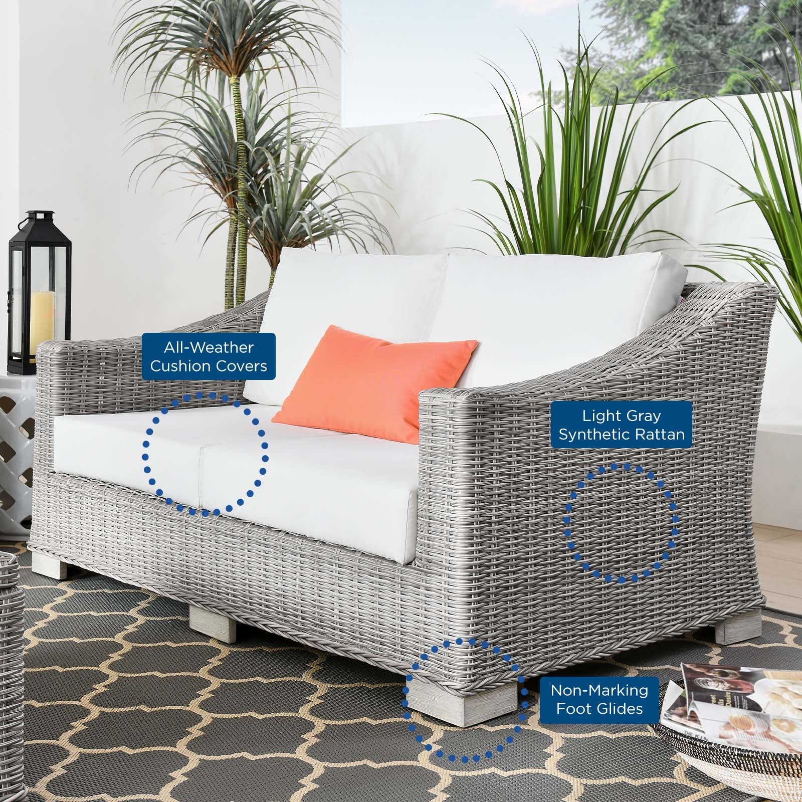 Conway Outdoor Patio Wicker Rattan Loveseat by Modway