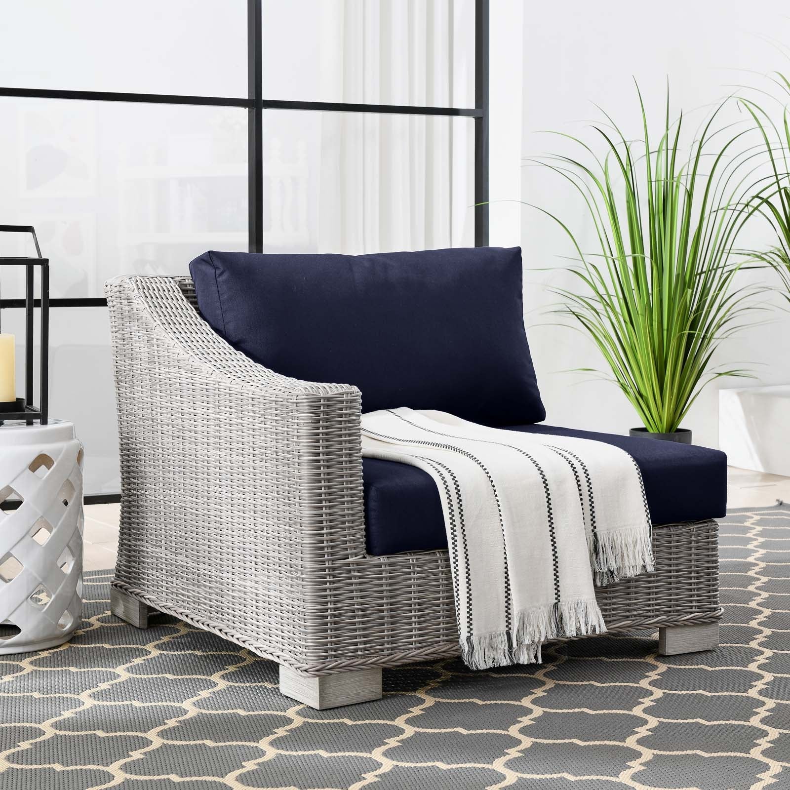 Conway Outdoor Patio Wicker Rattan Left-Arm Chair by Modway