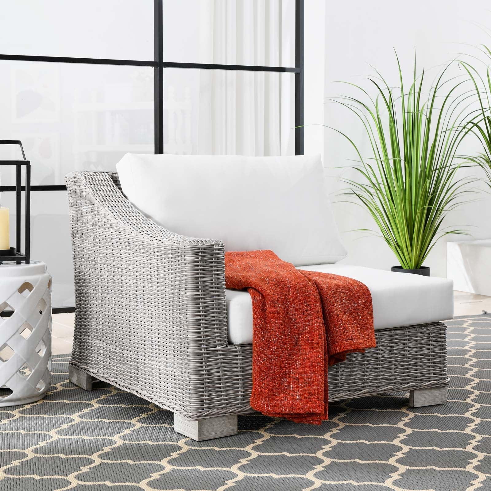 Conway Outdoor Patio Wicker Rattan Left-Arm Chair by Modway