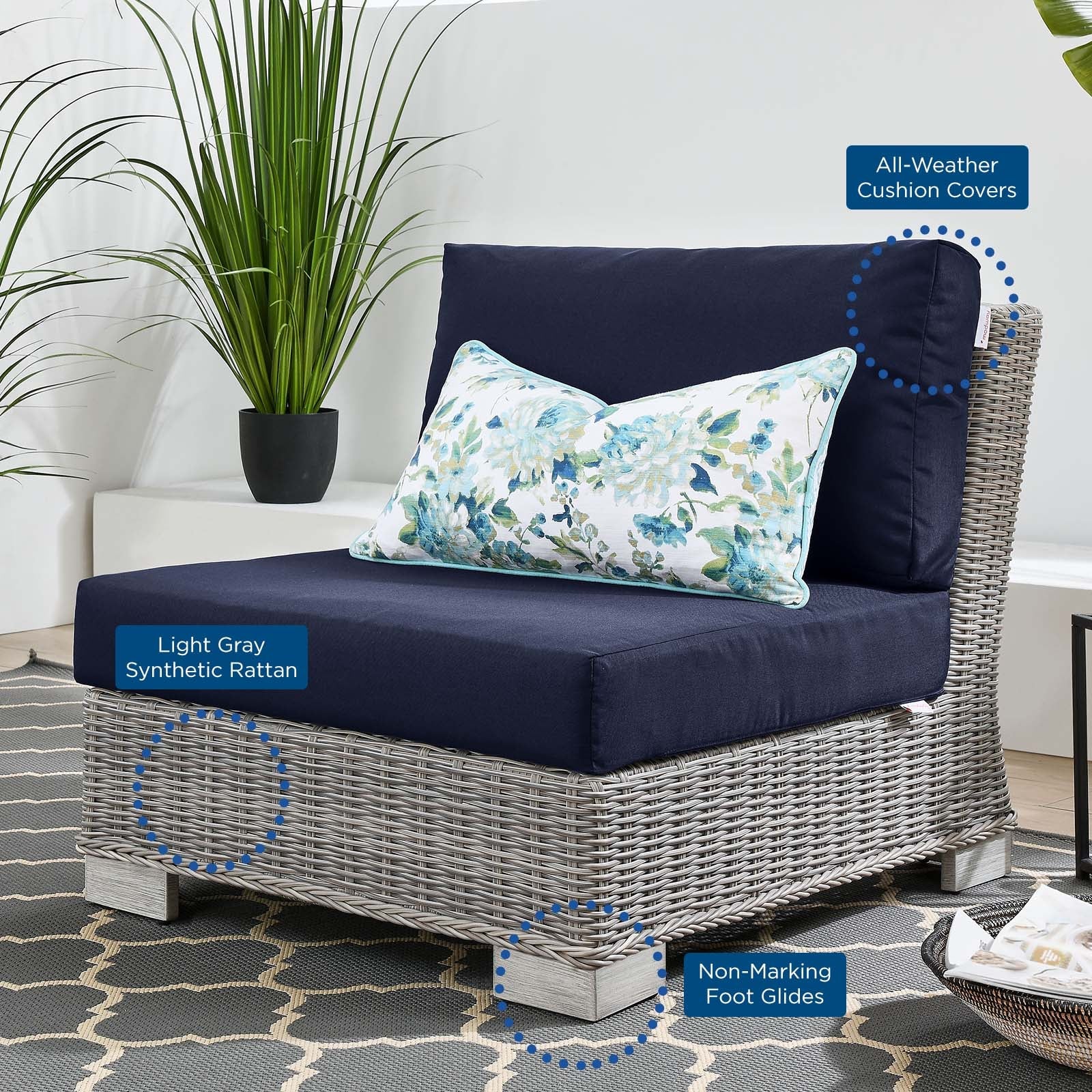Conway Outdoor Patio Wicker Rattan Armless Chair by Modway