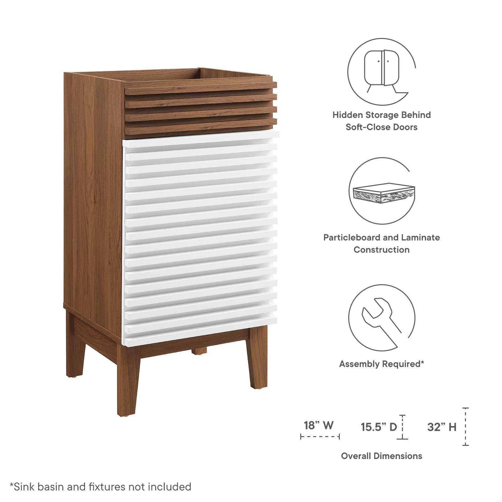 Render 18" Bathroom Vanity Cabinet (Sink Basin Not Included) by Modway