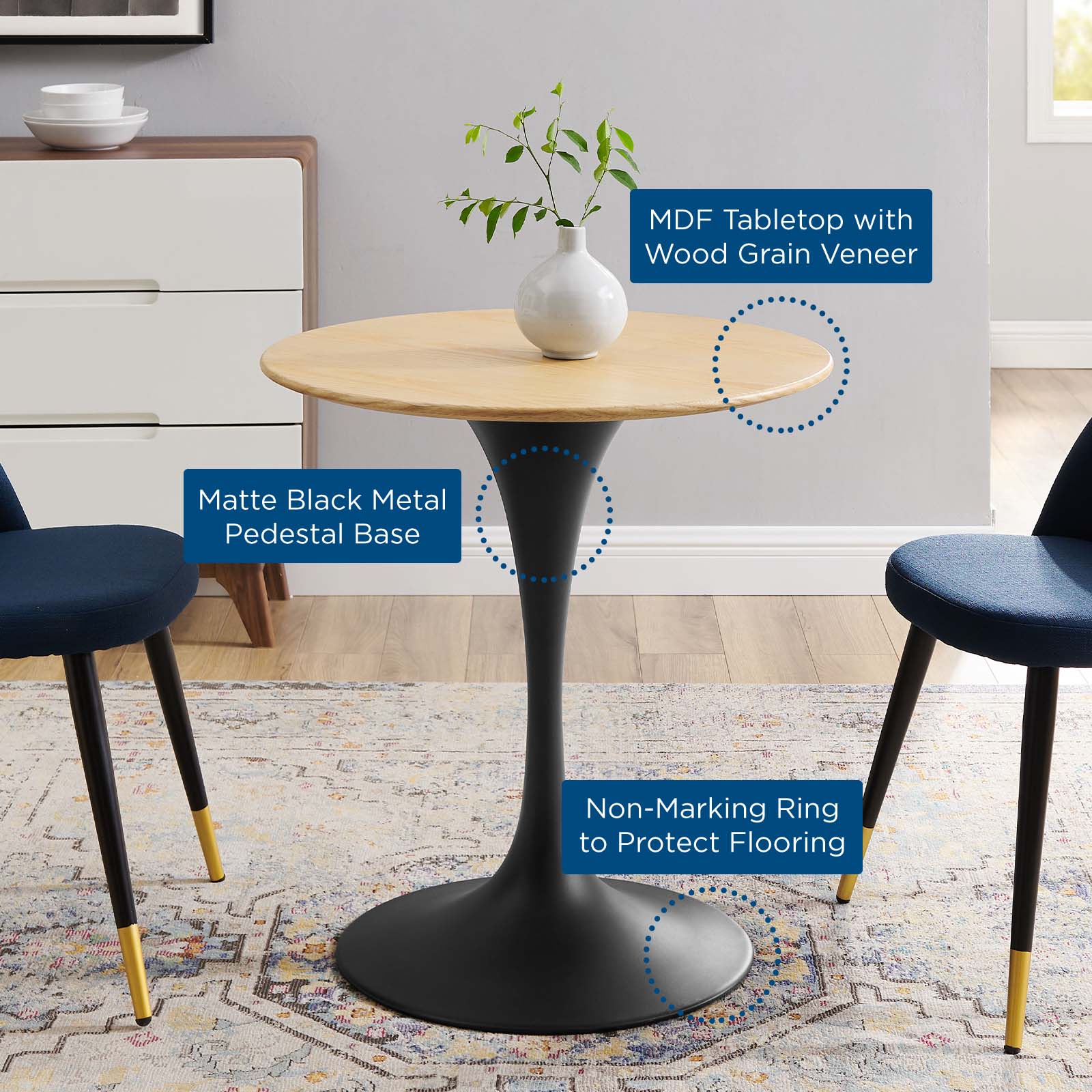 Lippa 28" Round Wood Dining Table by Modway