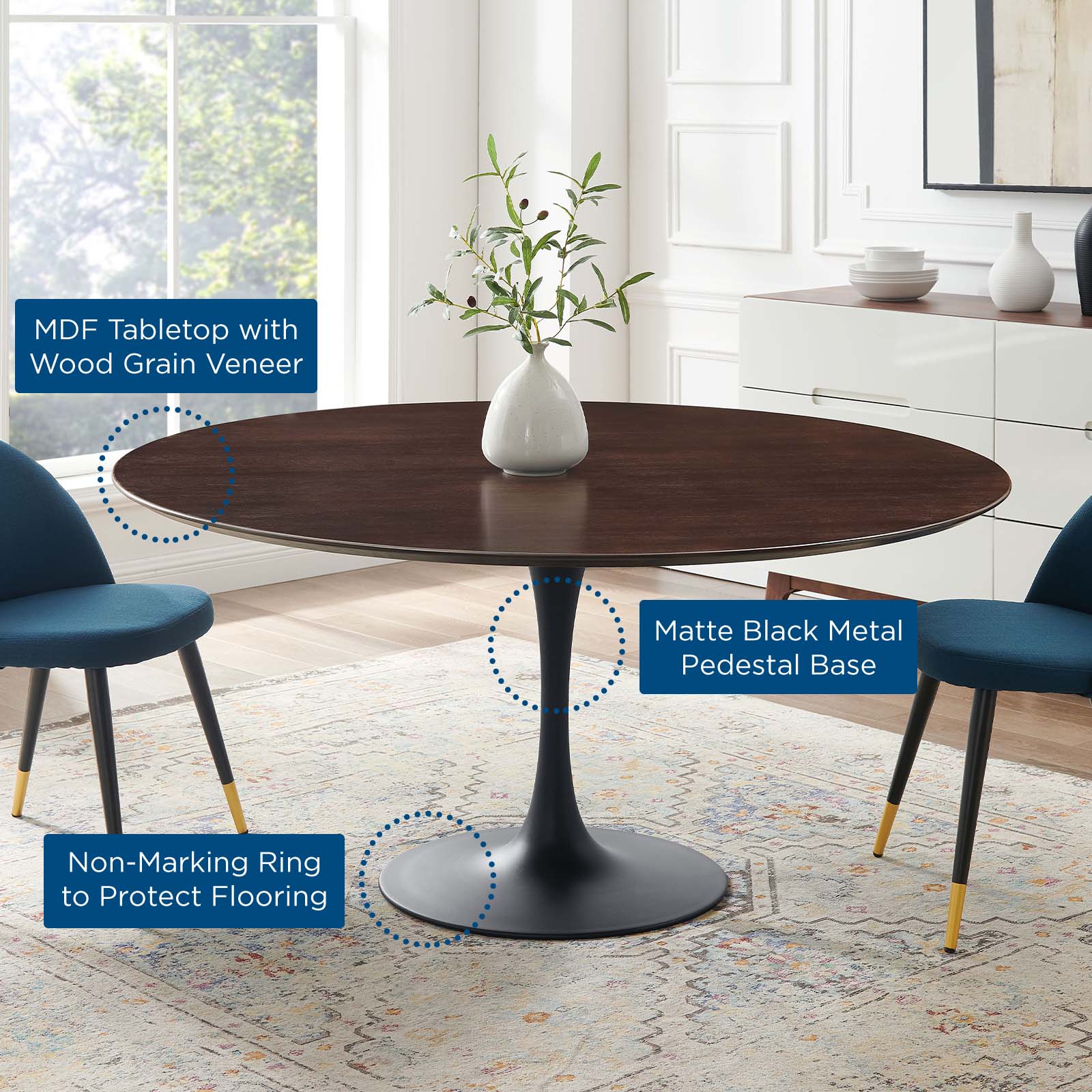 Lippa 60" Round Wood Dining Table by Modway