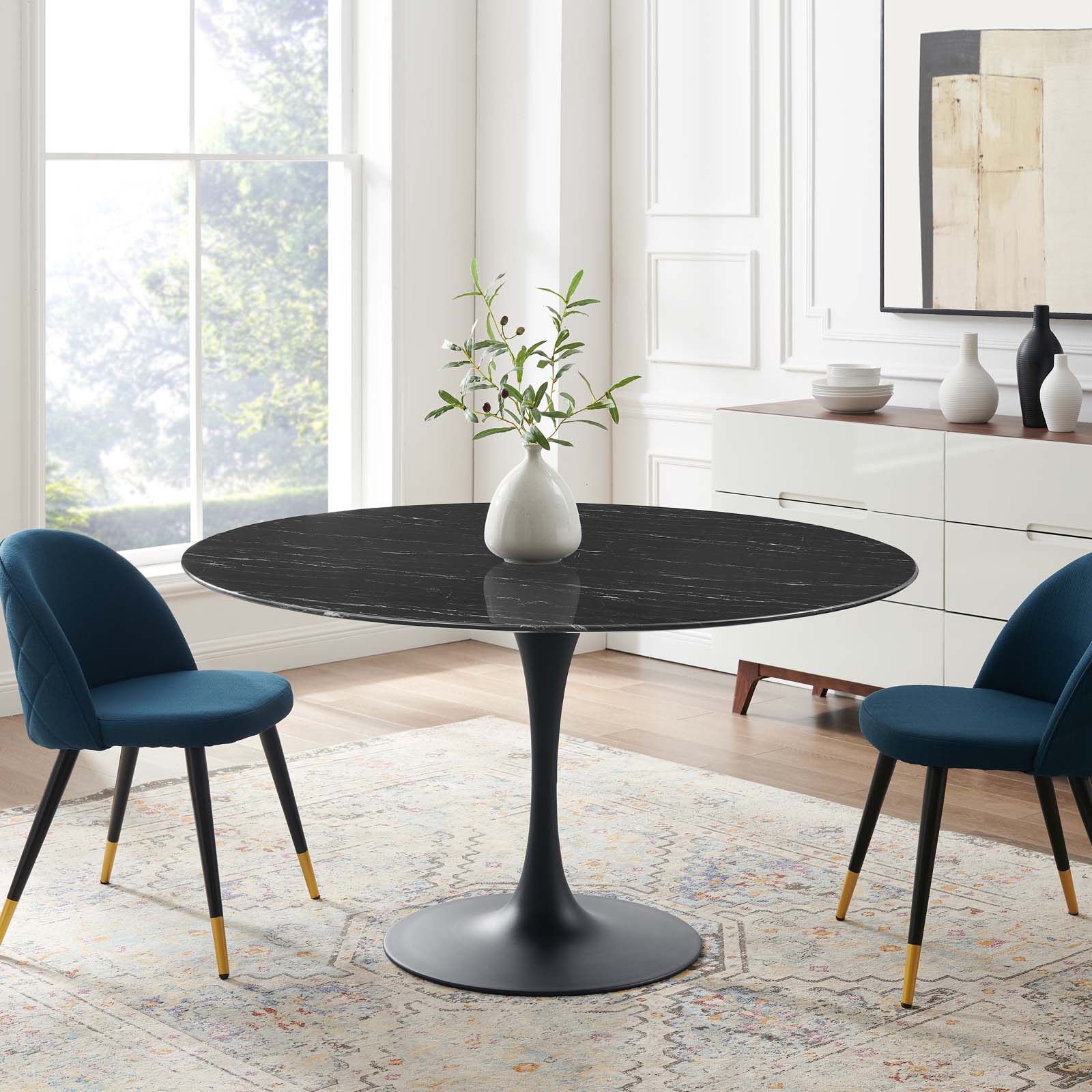Lippa 54" Round Faux Marble Dining Table by Modway