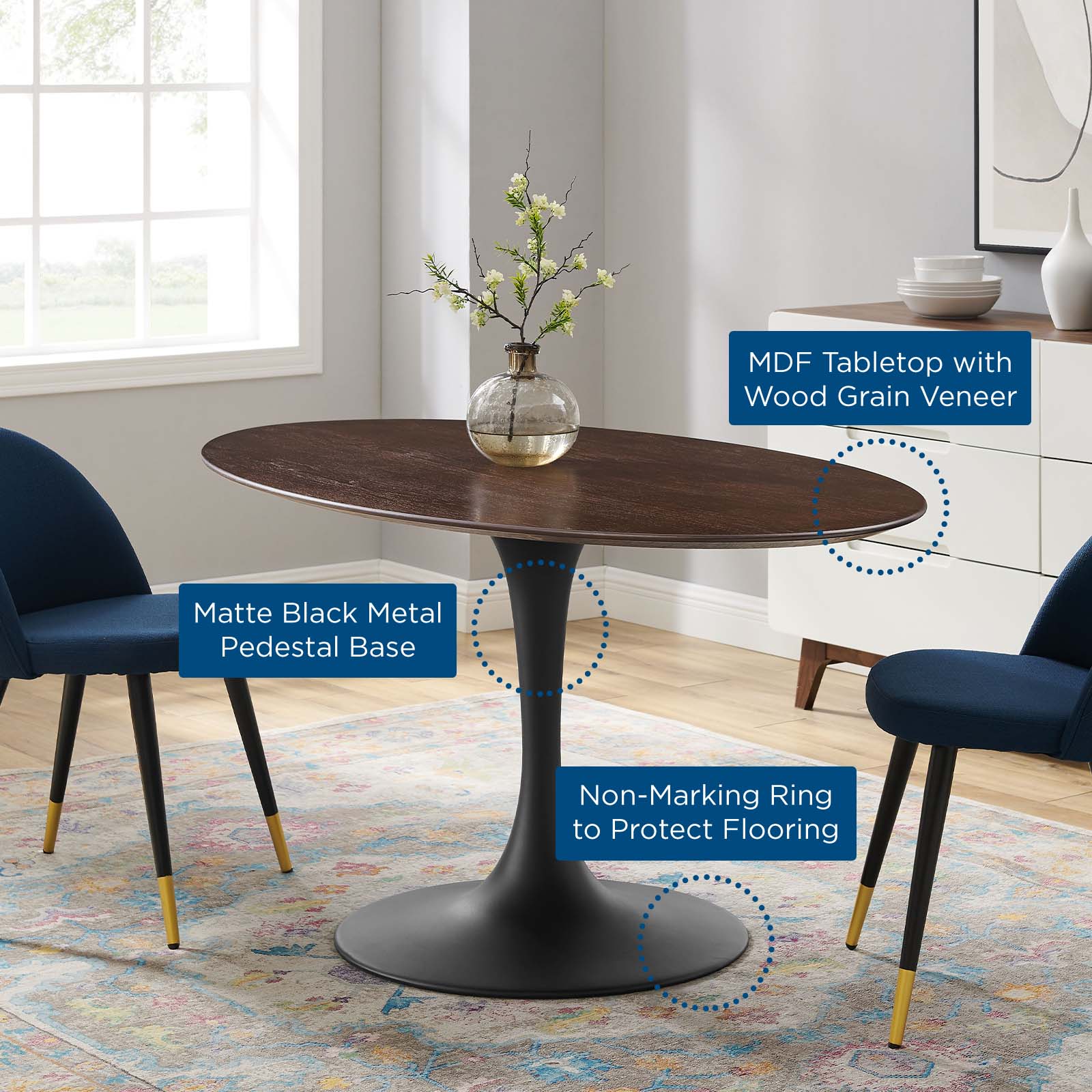 Lippa 60" Oval Wood Dining Table by Modway