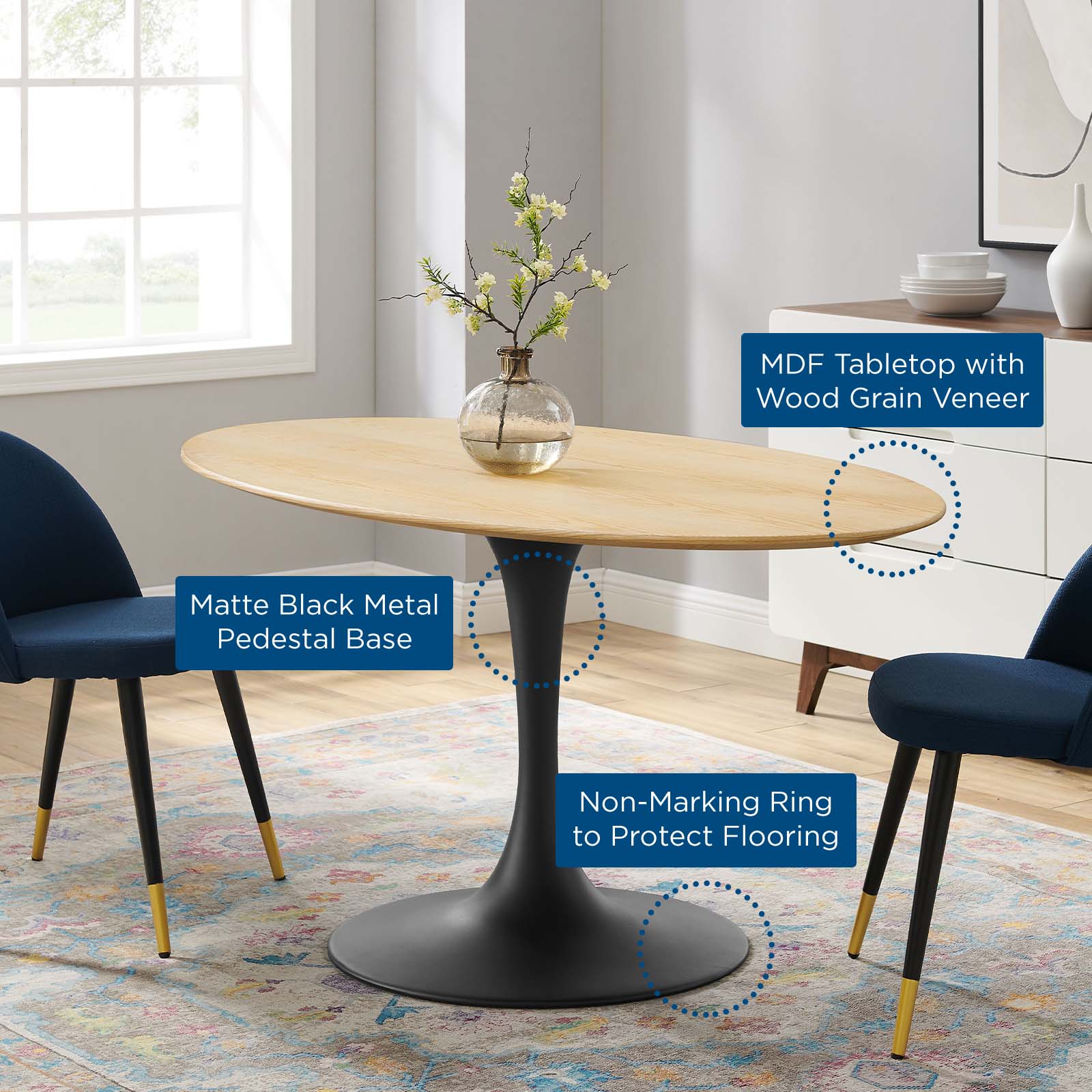 Lippa 60" Oval Wood Dining Table by Modway