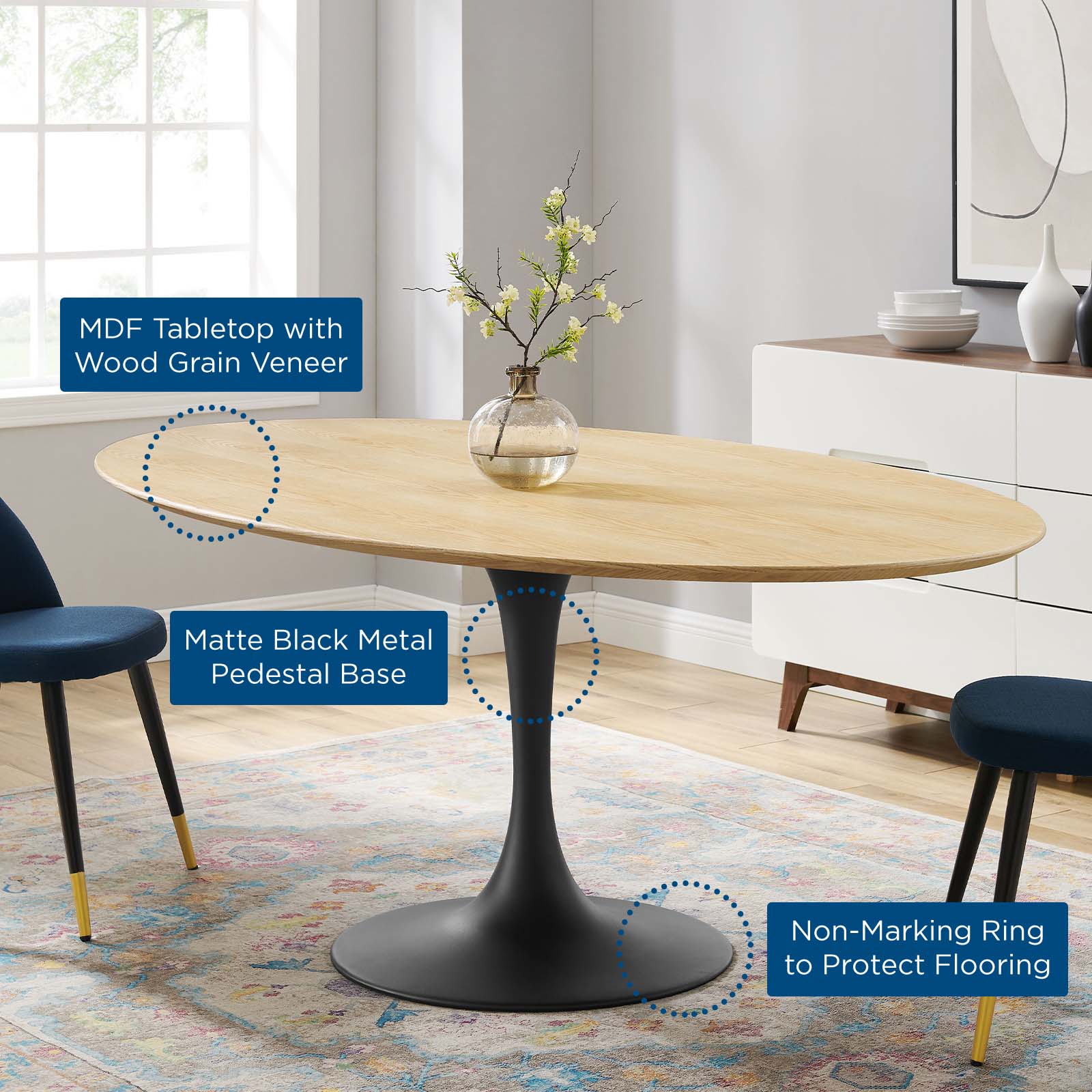 Lippa 78" Oval Wood Dining Table by Modway