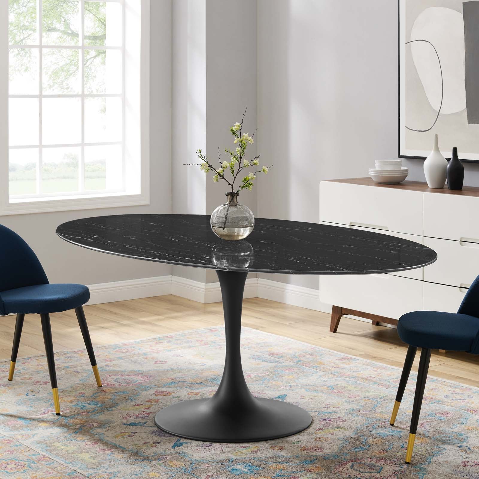 Lippa 78" Oval Faux Marble Dining Table by Modway