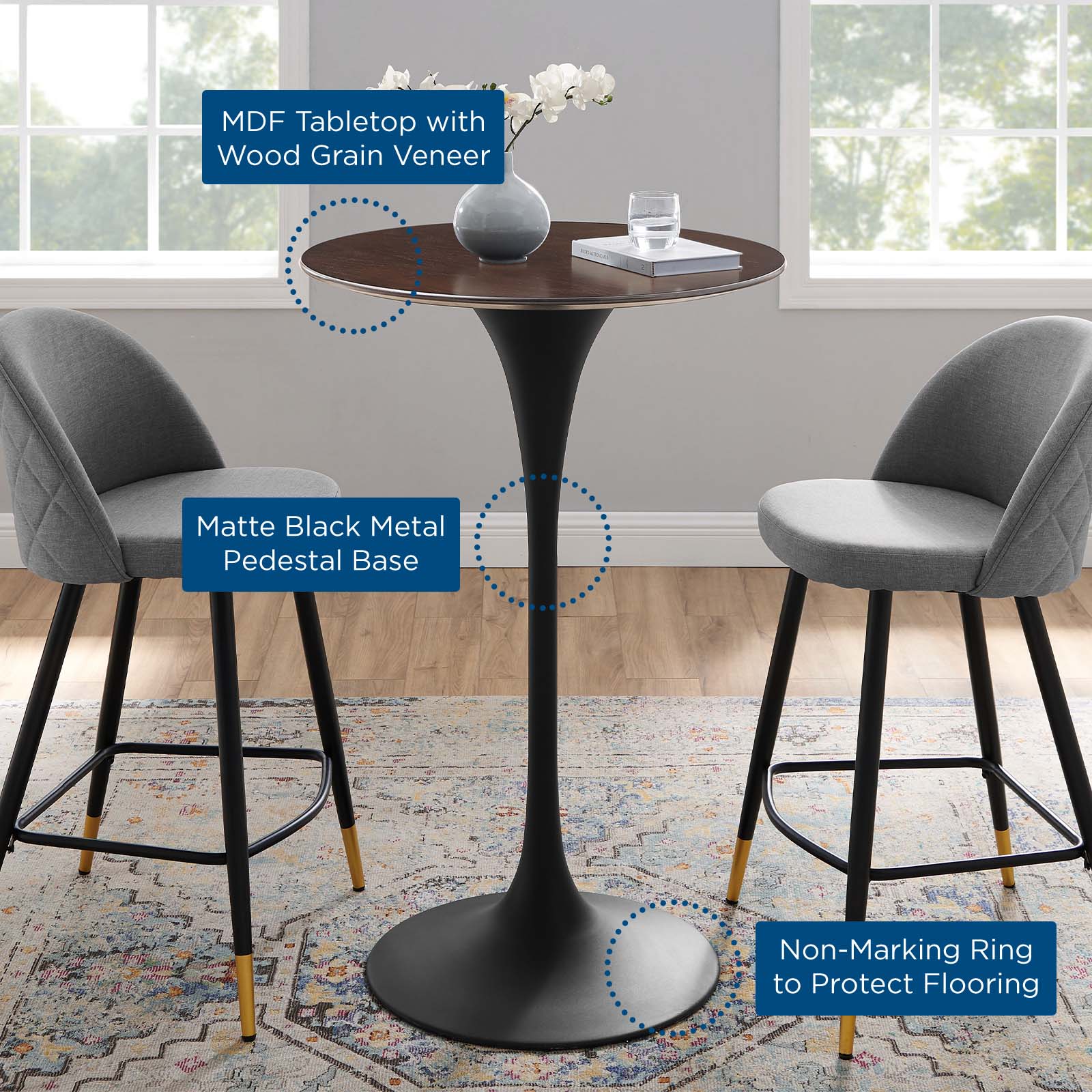 Lippa 28" Round Wood Bar Table by Modway