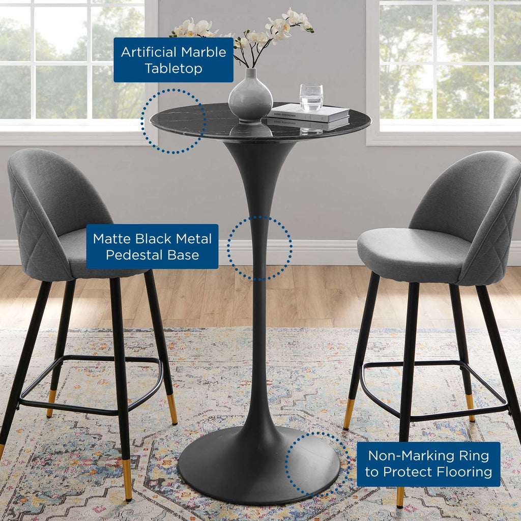 Lippa 28" Round Faux Marble Bar Table by Modway