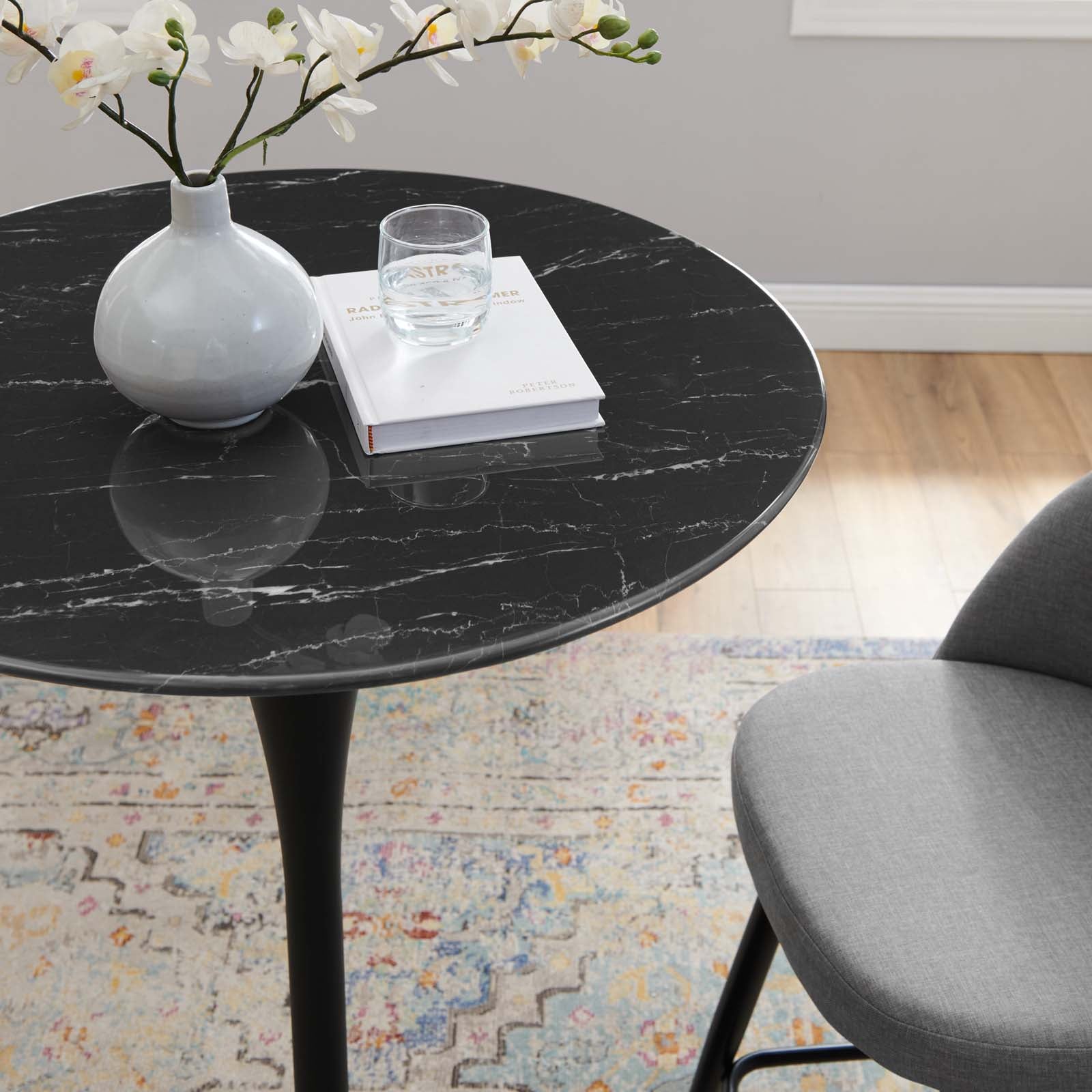 Lippa 28" Round Faux Marble Bar Table by Modway