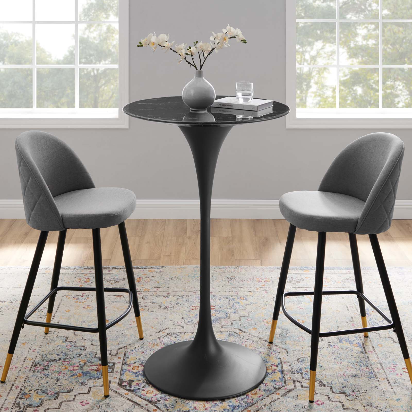 Lippa 28" Round Faux Marble Bar Table by Modway