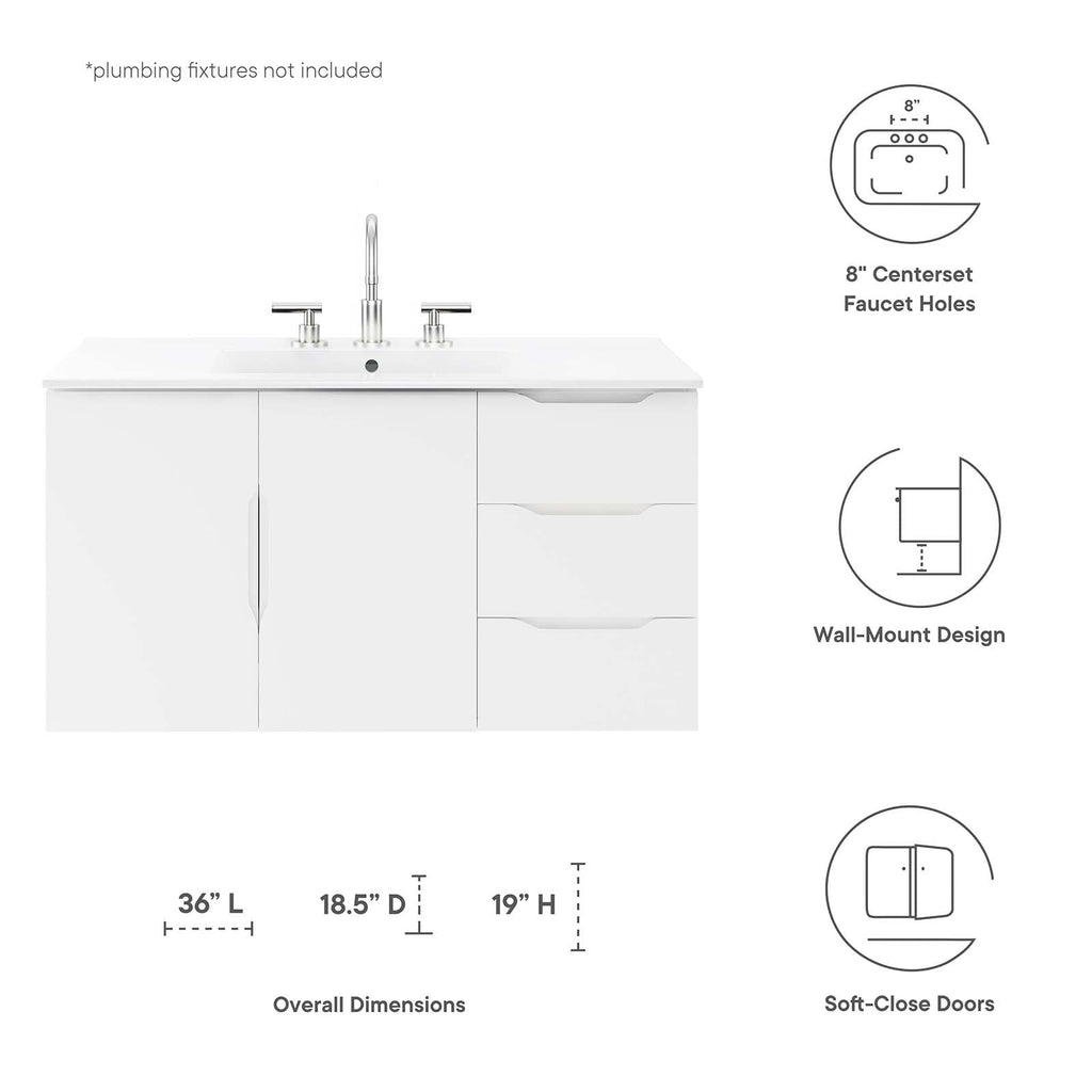 Vitality 36" Bathroom Vanity Cabinet (Sink Basin Not Included) by Modway