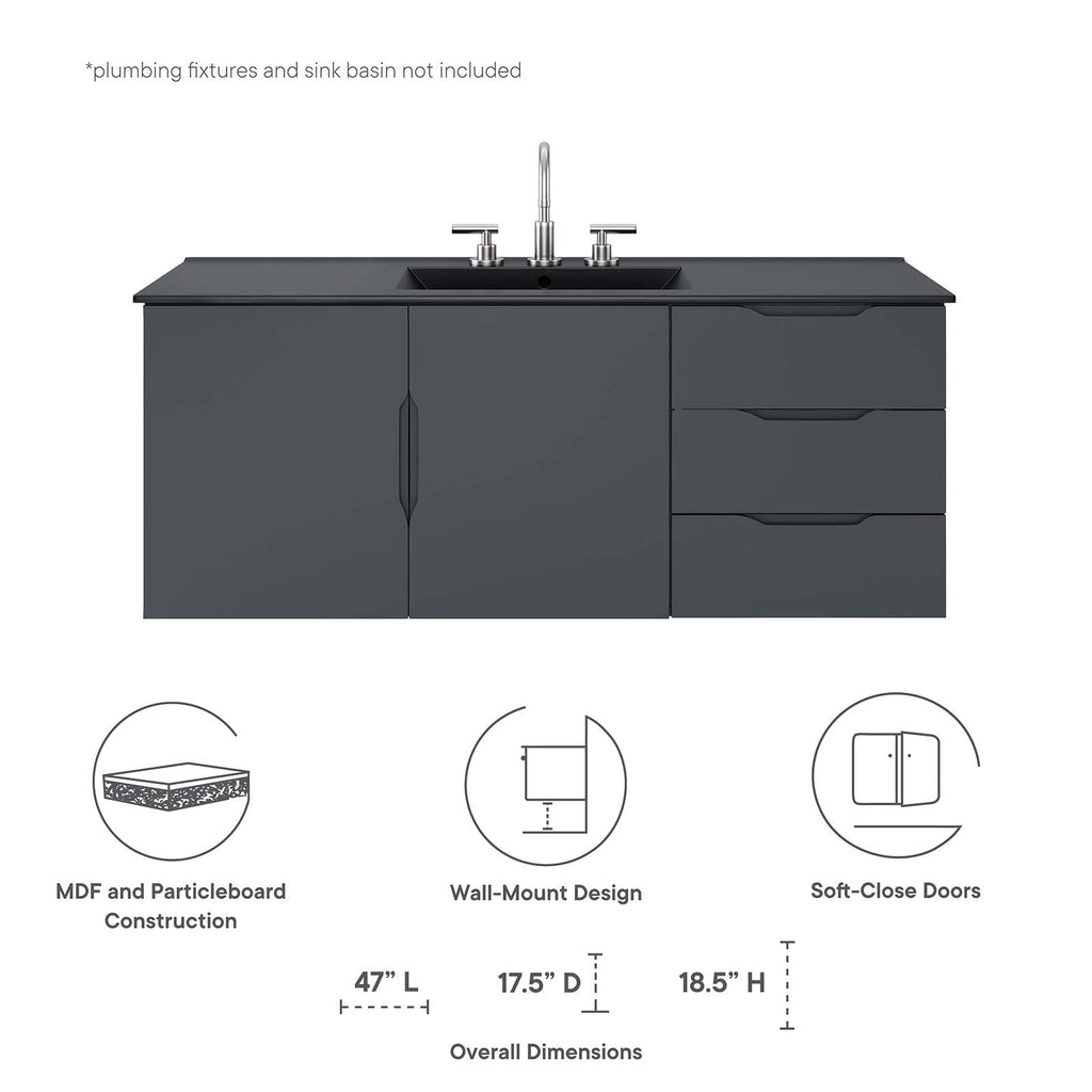 Vitality 48" Double or Single Sink Compatible (Not Included) Bathroom Vanity Cabinet by Modway