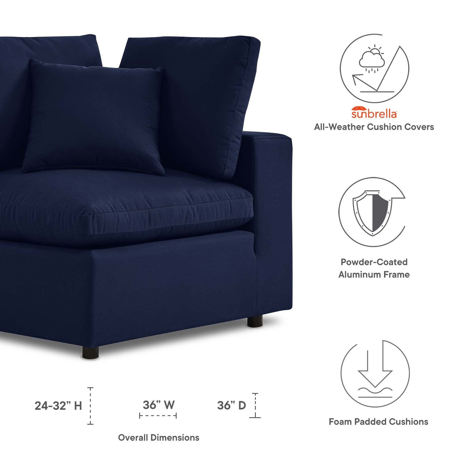 Commix Sunbrella¨ Outdoor Patio Corner Chair by Modway