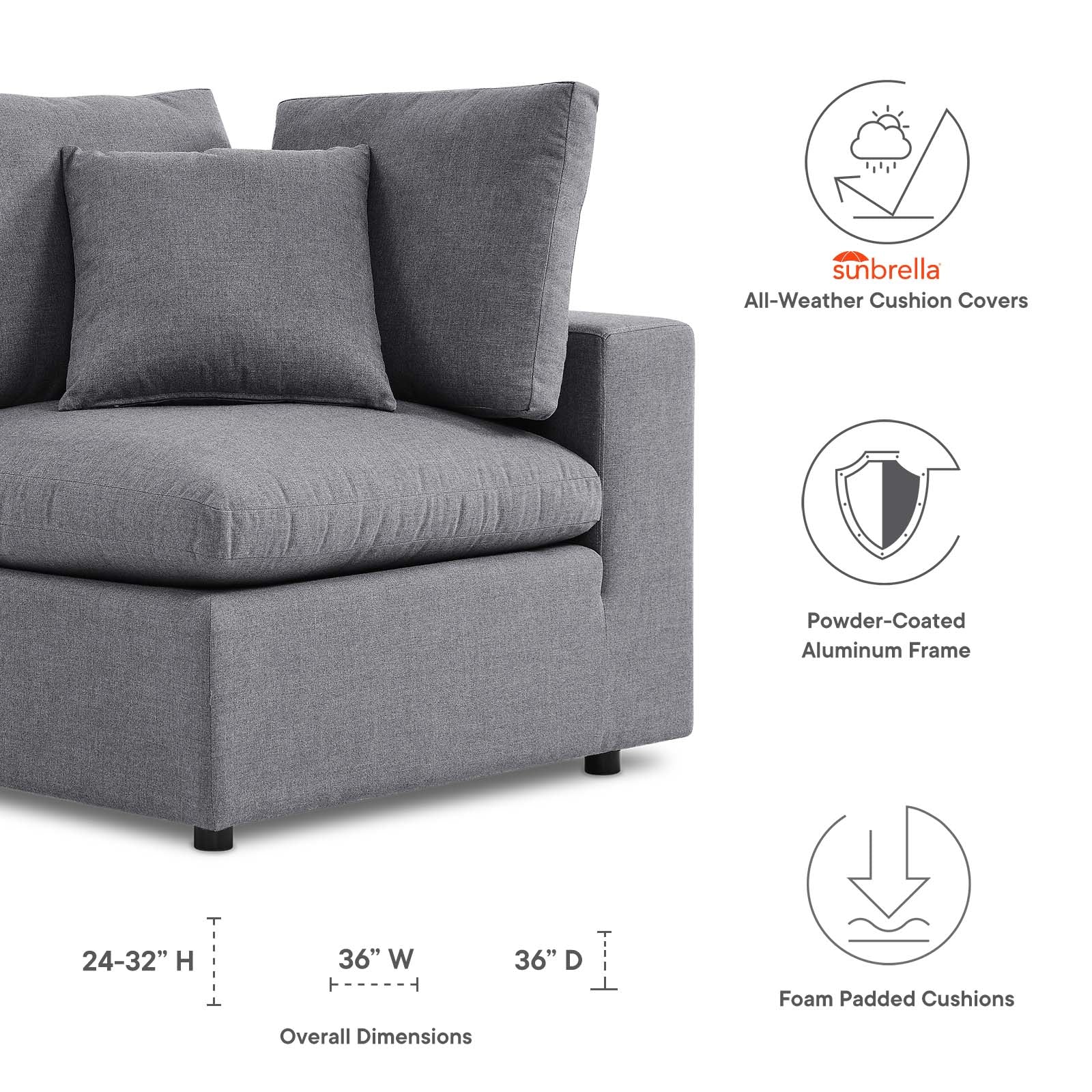 Commix Sunbrella¨ Outdoor Patio Corner Chair by Modway