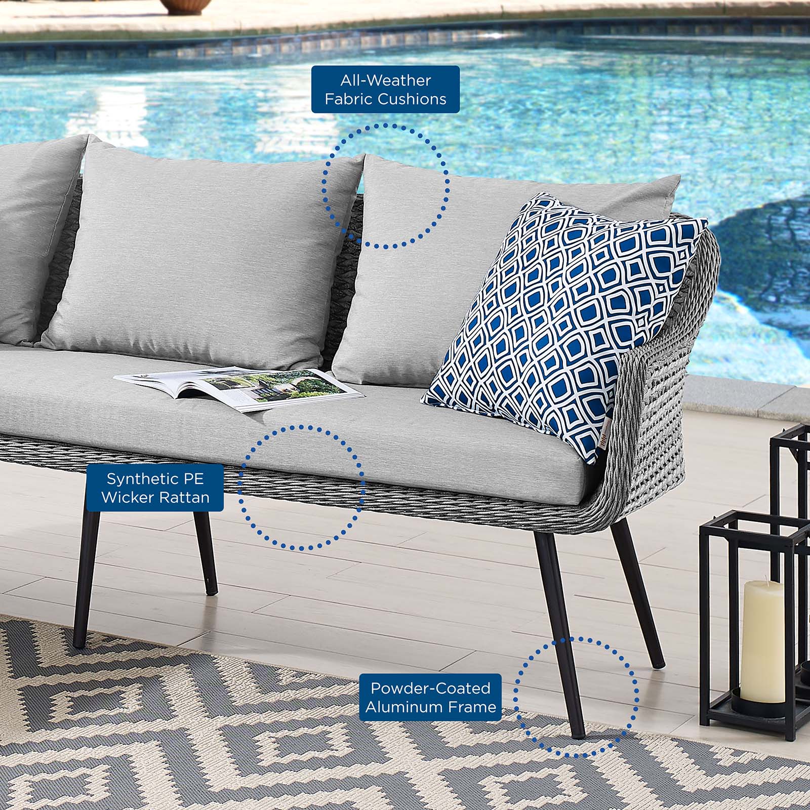 Endeavor Wicker Rattan Outdoor Patio Wicker Rattan Seating Set by Modway