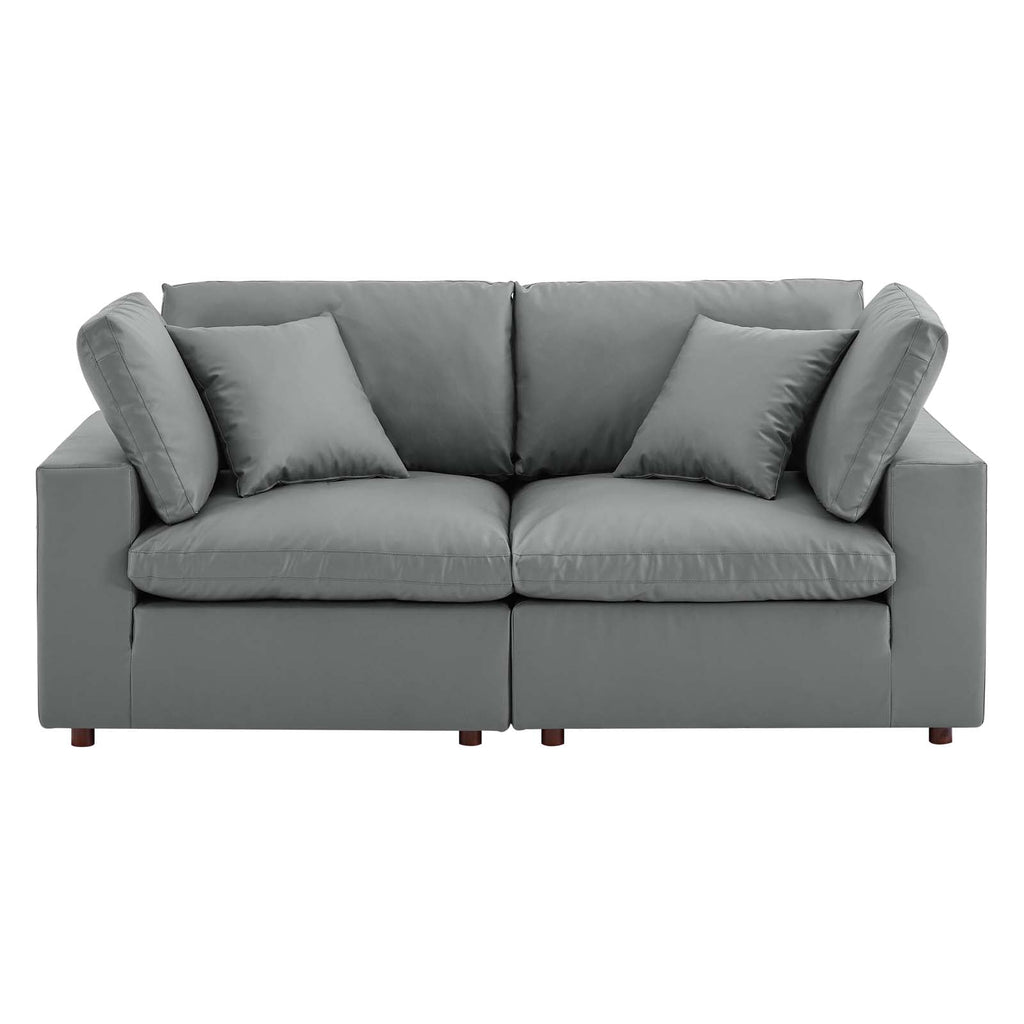 Commix Down Filled Overstuffed Vegan Leather Loveseat by Modway
