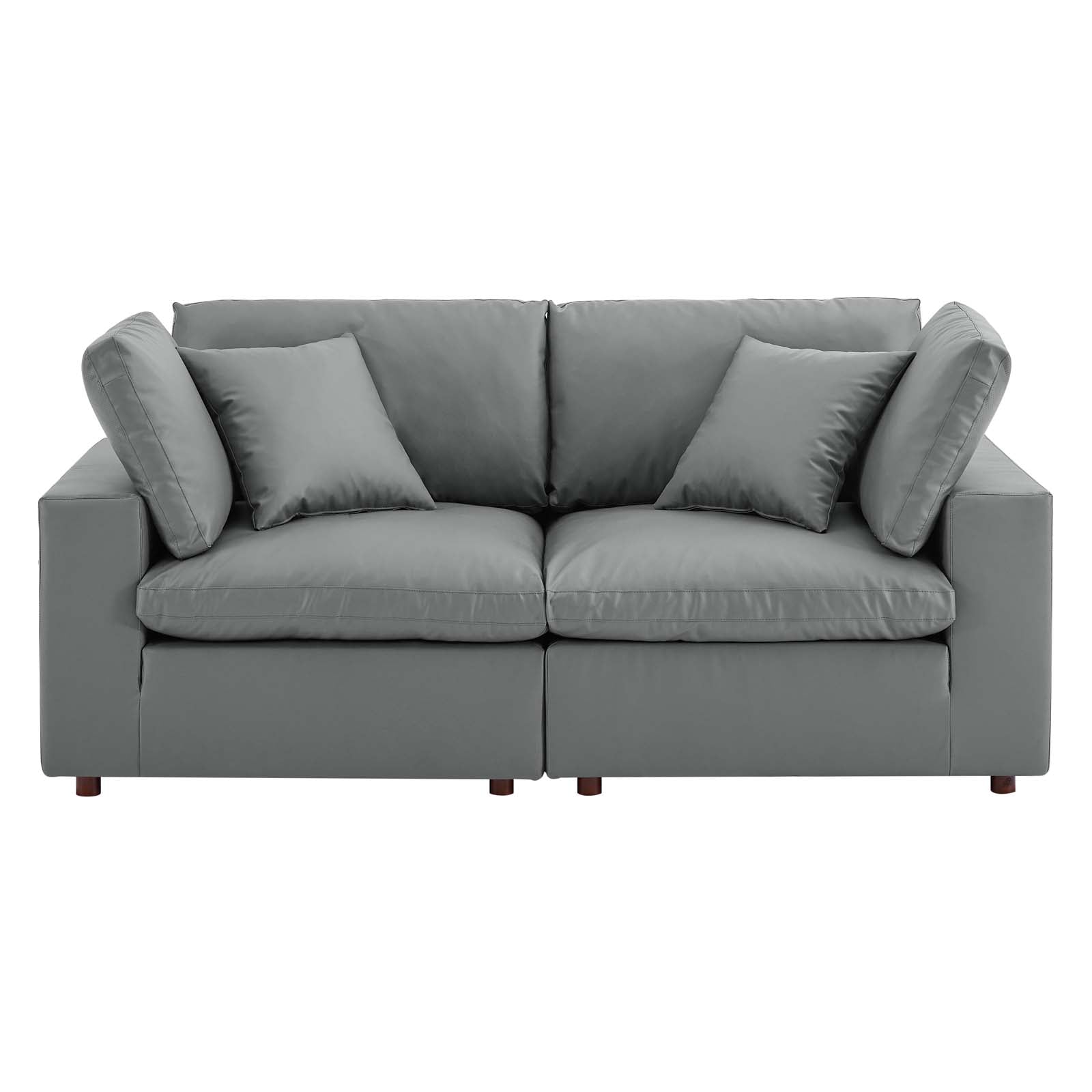 Commix Down Filled Overstuffed Vegan Leather Loveseat by Modway