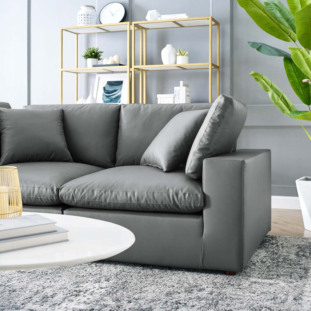 Commix Down Filled Overstuffed Vegan Leather Loveseat by Modway
