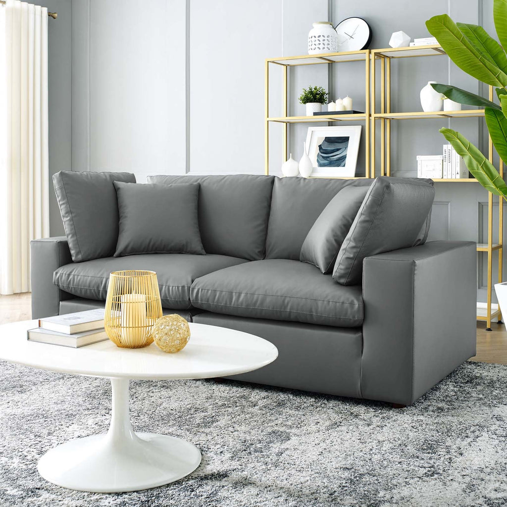 Commix Down Filled Overstuffed Vegan Leather Loveseat by Modway