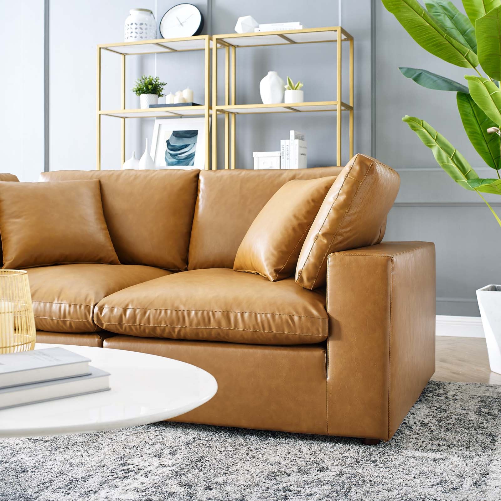 Commix Down Filled Overstuffed Vegan Leather Loveseat by Modway