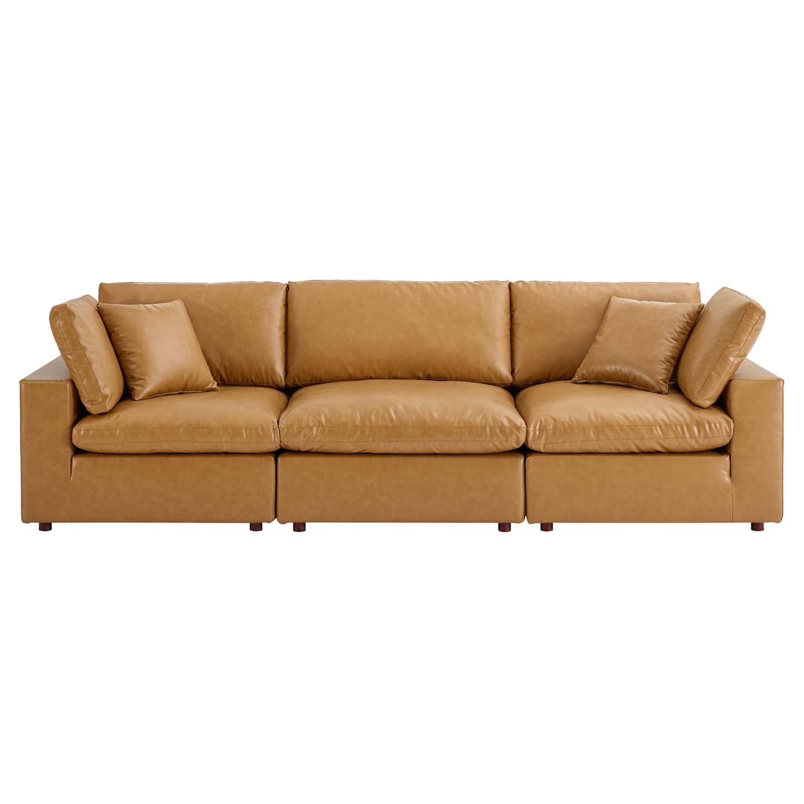 Commix Down Filled Overstuffed Vegan Leather 3-Seater Sofa by Modway