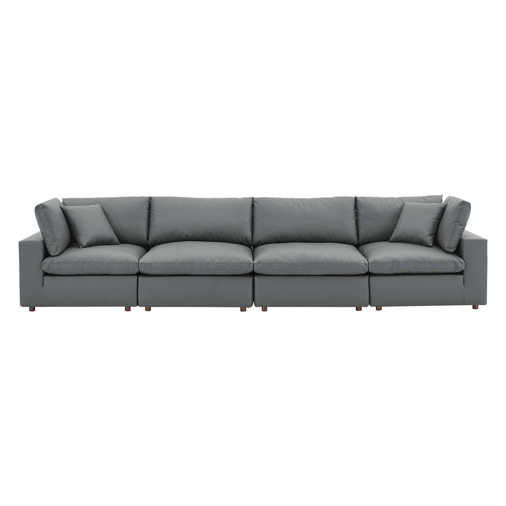 Commix Down Filled Overstuffed Vegan Leather 4-Seater Sofa by Modway