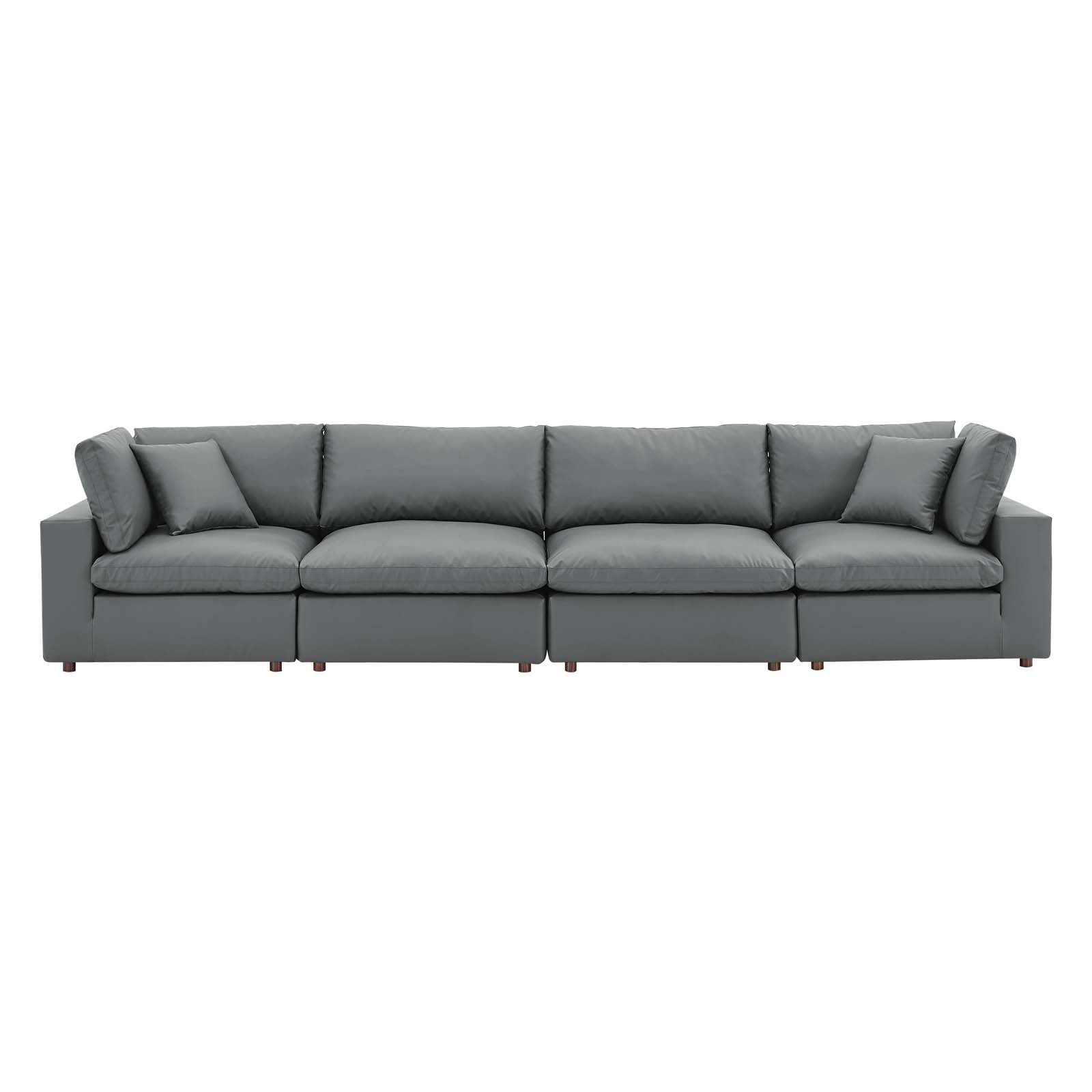 Commix Down Filled Overstuffed Vegan Leather 4-Seater Sofa by Modway