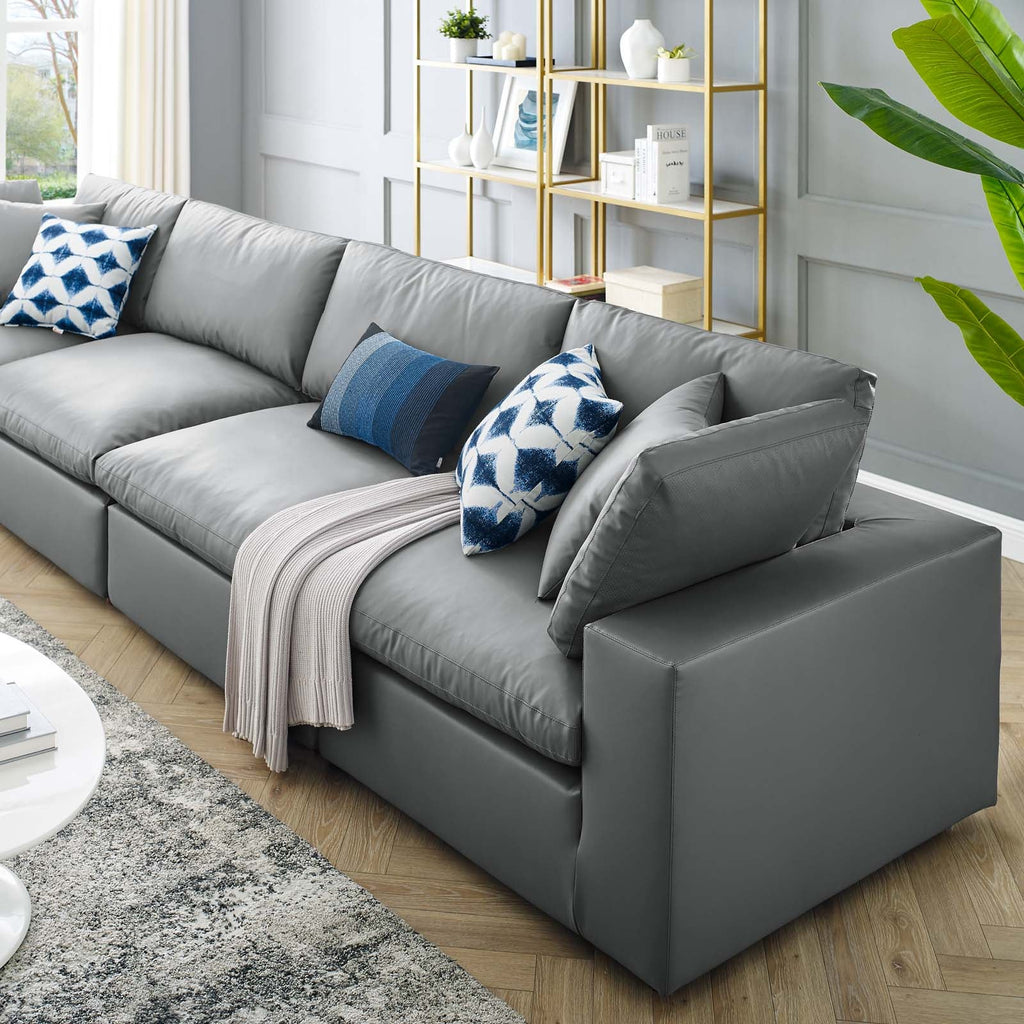 Commix Down Filled Overstuffed Vegan Leather 4-Seater Sofa by Modway