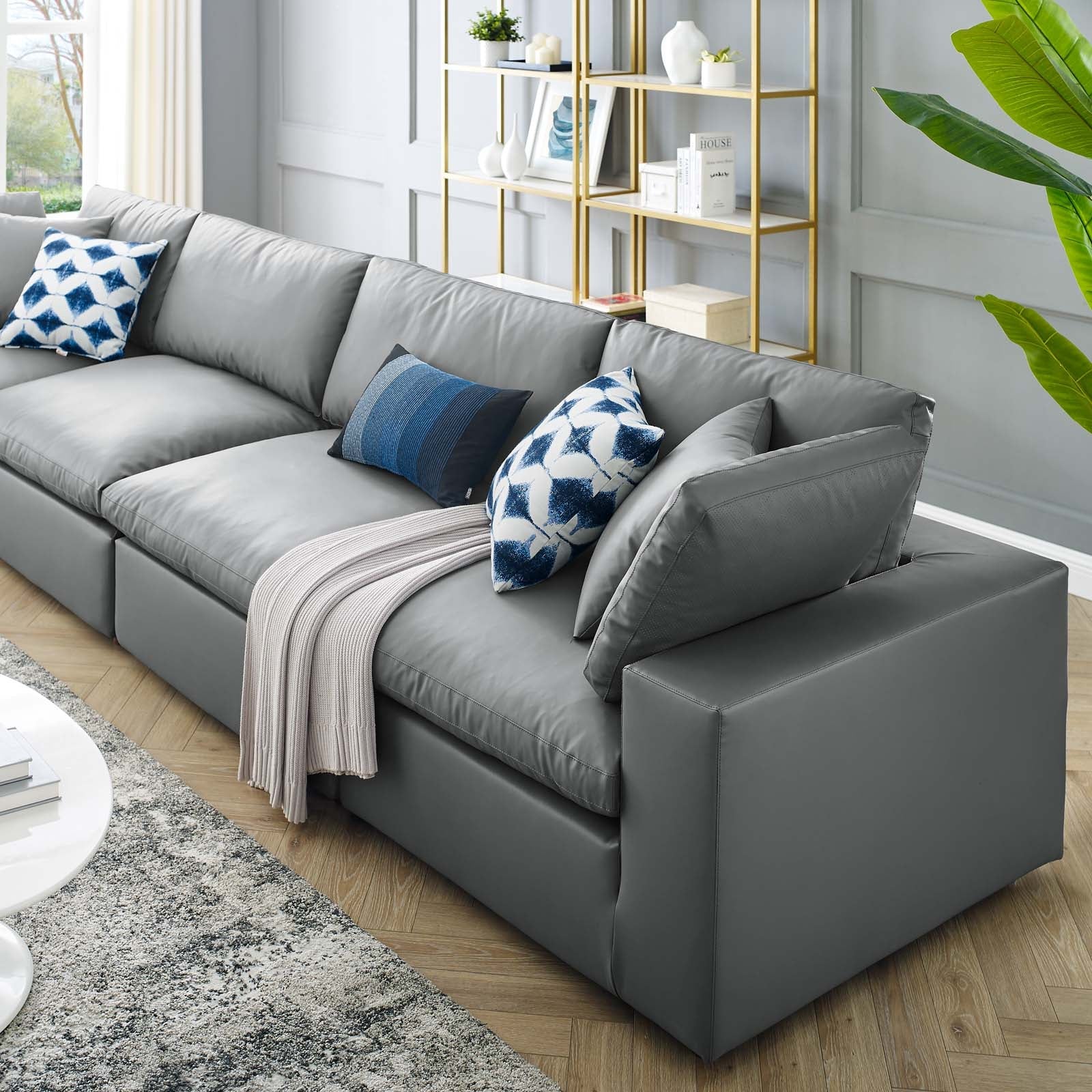 Commix Down Filled Overstuffed Vegan Leather 4-Seater Sofa by Modway