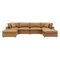 Commix 6-Piece Down Filled Overstuffed Vegan Leather Sectional Sofa by Modway