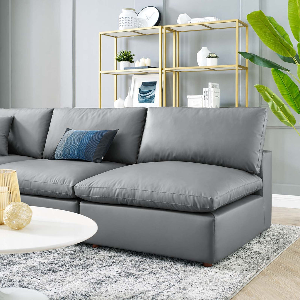 Commix 5-Piece Down Filled Overstuffed Vegan Leather Sectional Sofa by Modway