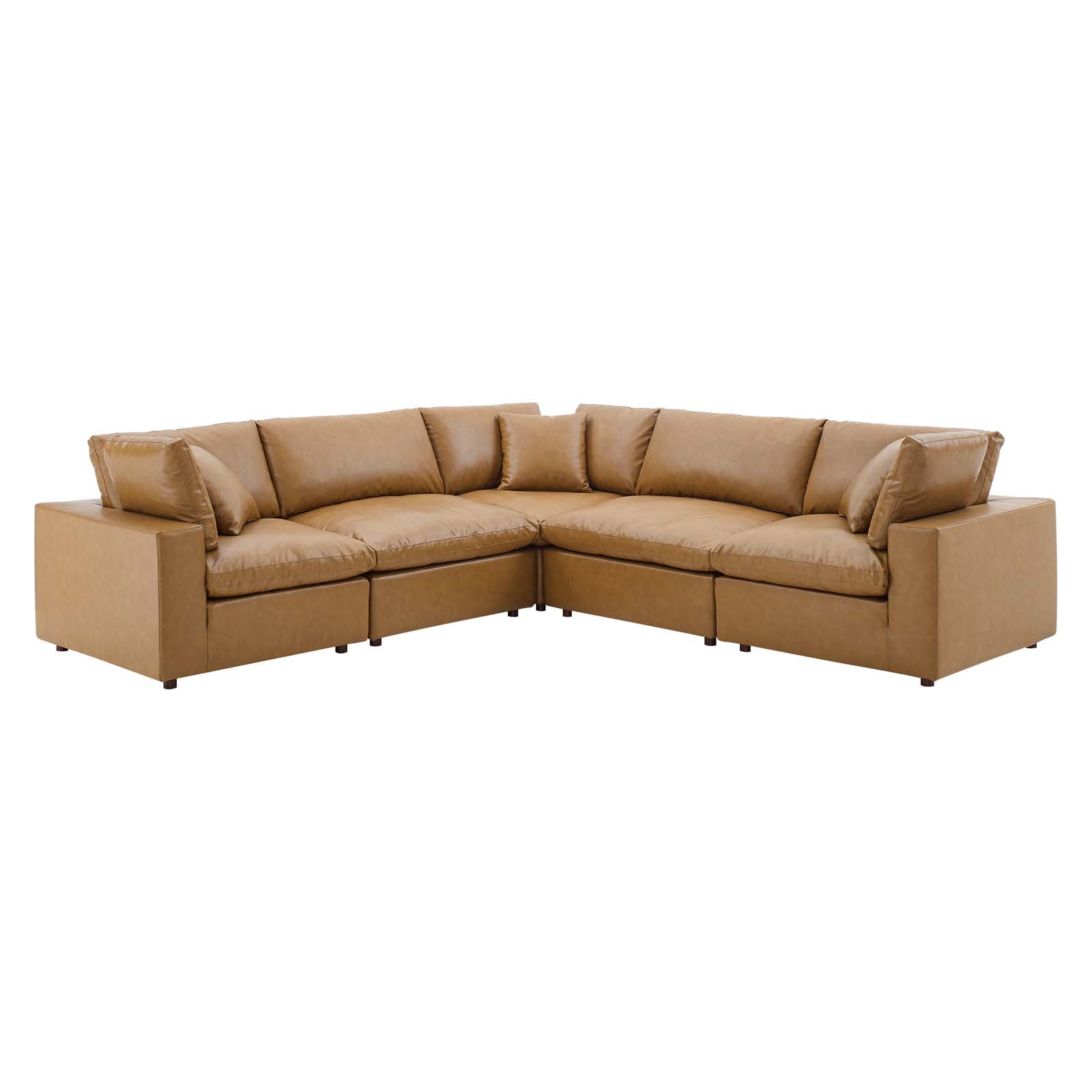 Commix 5-Piece Down Filled Overstuffed Vegan Leather Sectional Sofa by Modway