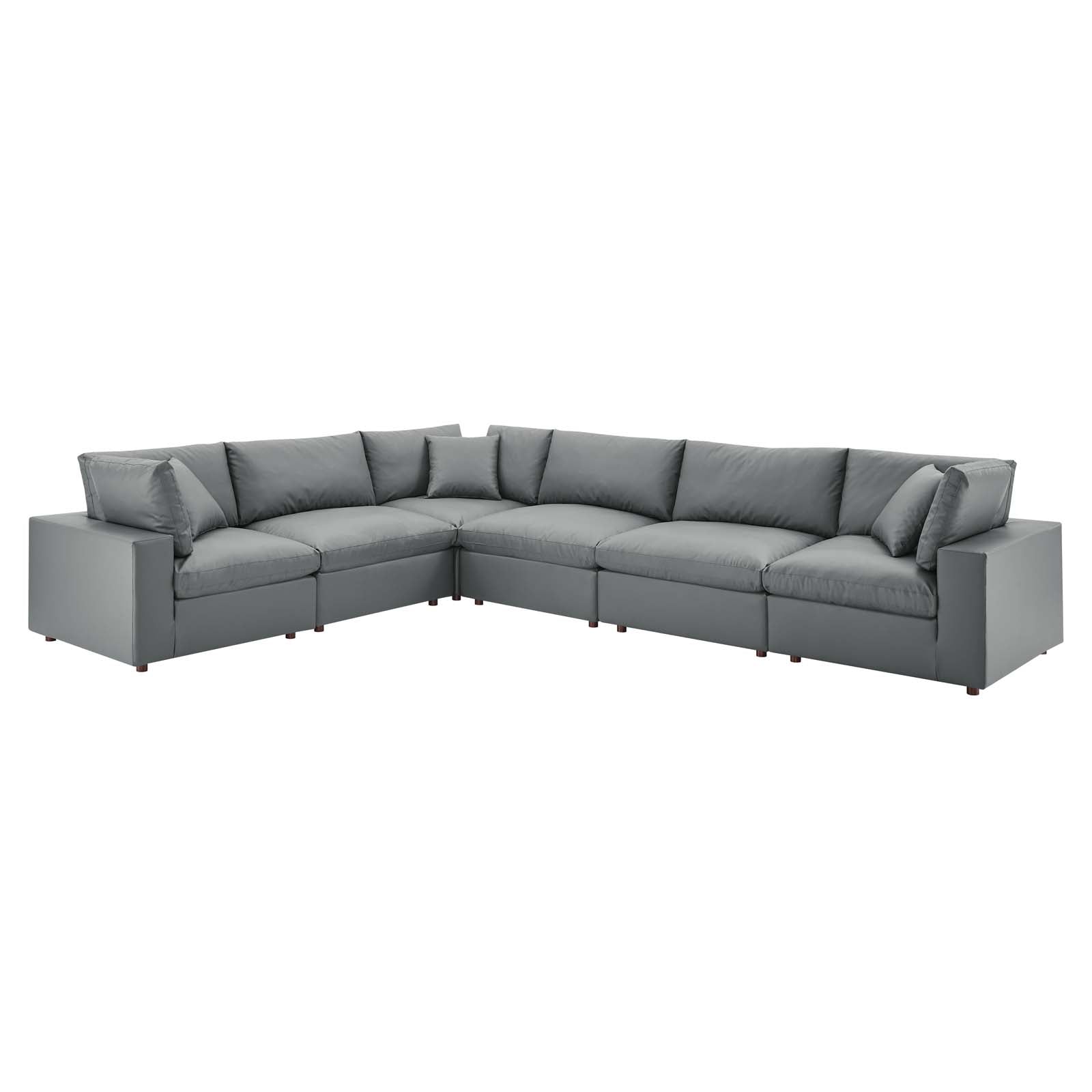 Commix 6-Piece Down Filled Overstuffed Vegan Leather Sectional Sofa by Modway