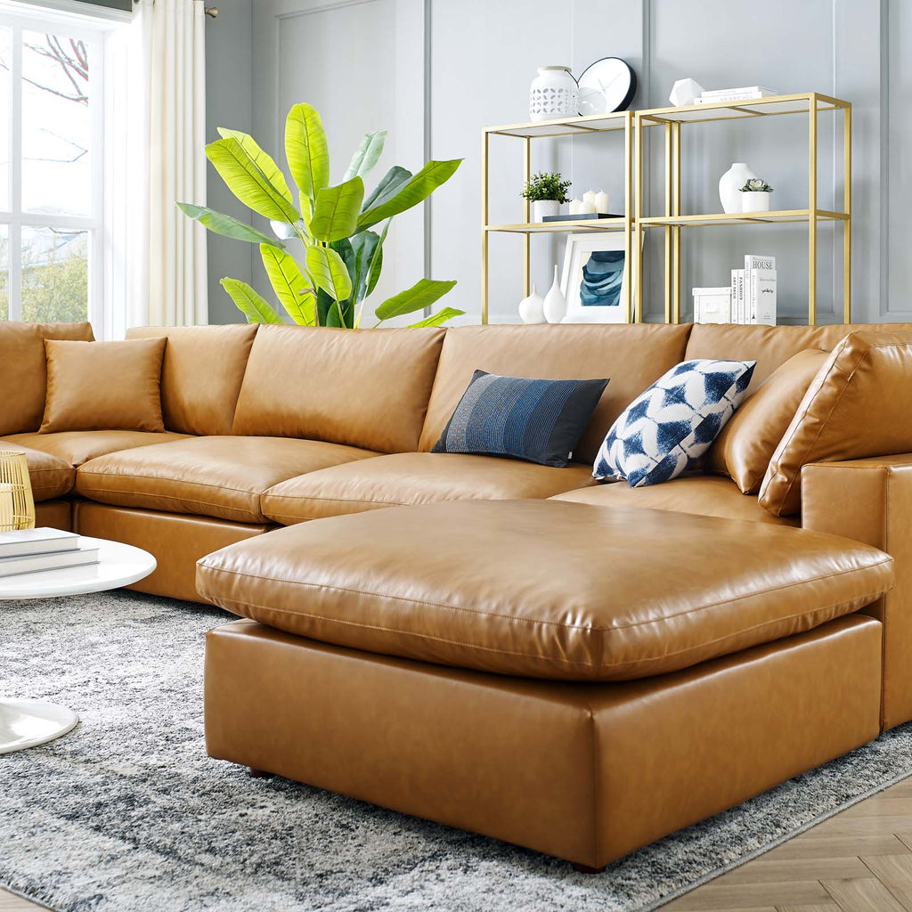 Commix 7-Piece Down Filled Overstuffed Vegan Leather Sectional Sofa by Modway