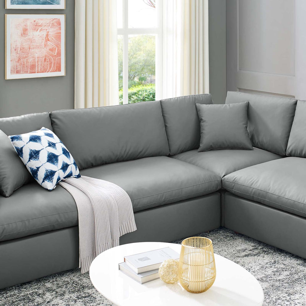 Commix 8-Piece Down Filled Overstuffed Vegan Leather Sectional Sofa by Modway