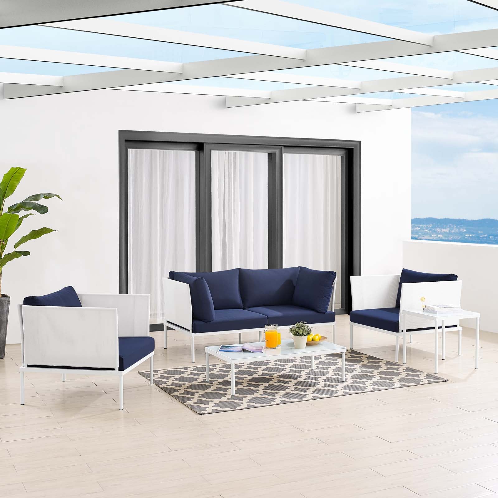 Harmony 5-Piece Sunbrella¨ Outdoor Patio Aluminum Furniture Set by Modway