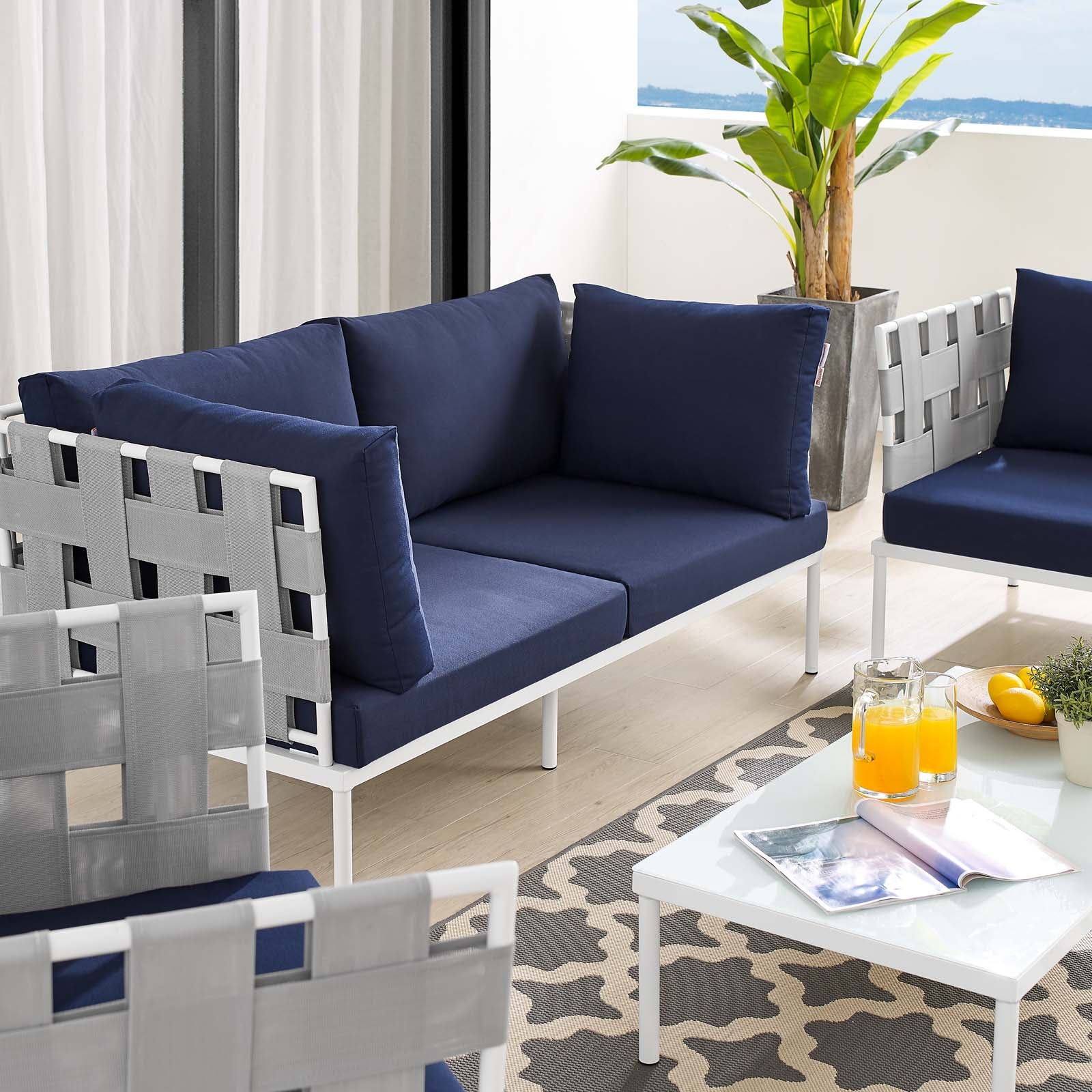 Harmony 5-Piece Sunbrella¨ Outdoor Patio Aluminum Furniture Set by Modway