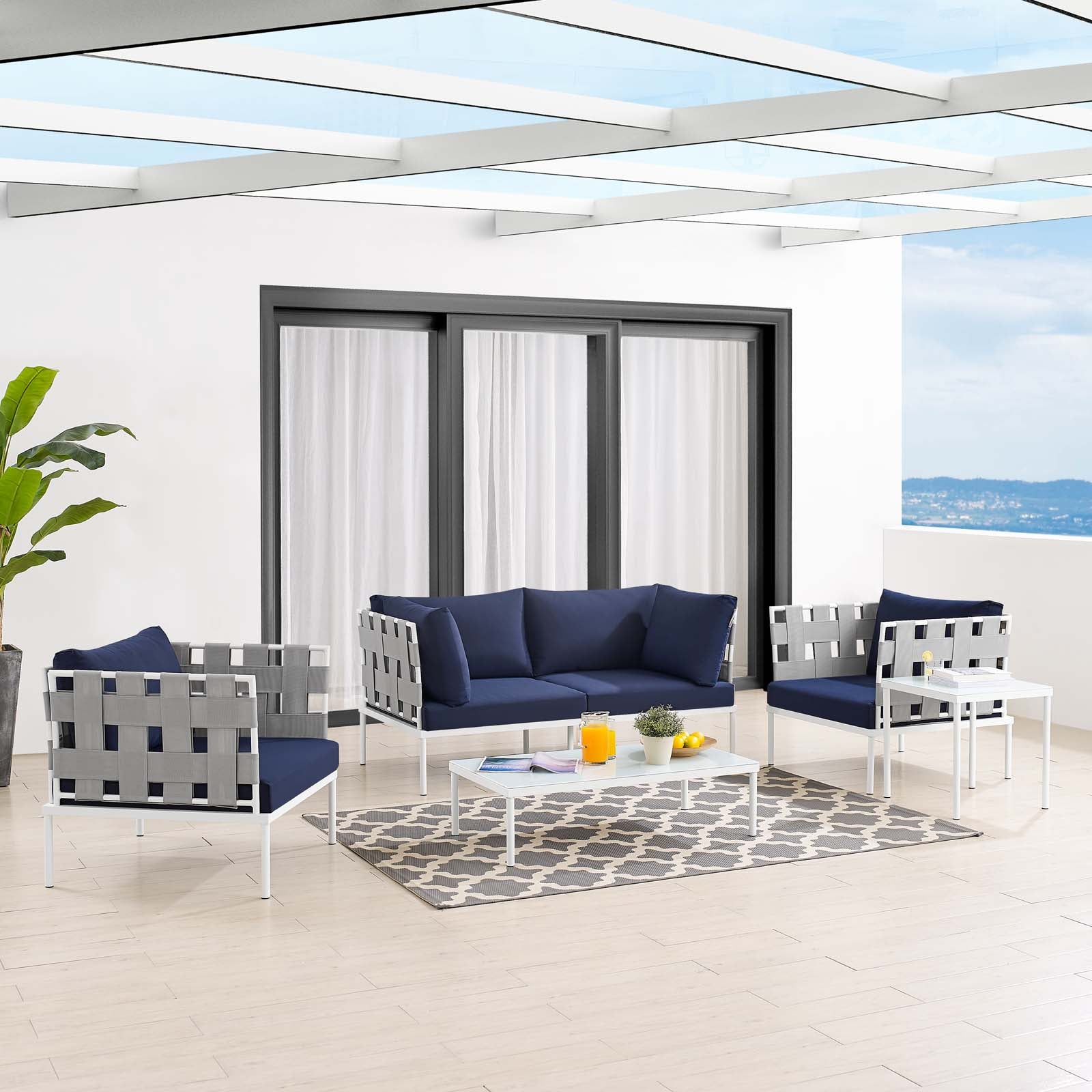 Harmony 5-Piece Sunbrella¨ Outdoor Patio Aluminum Furniture Set by Modway